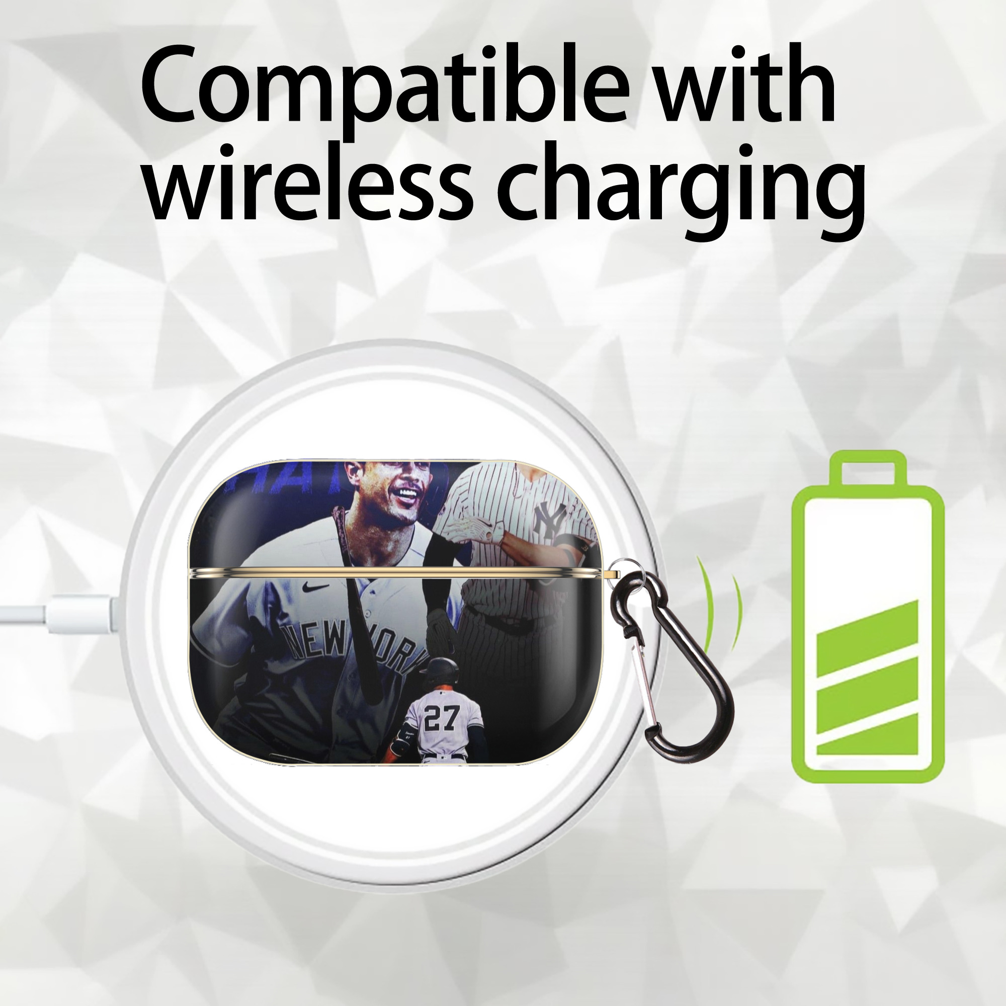 Giancarlo Stanton 36 Luxury Gold AirPods Pro Case With Keychain, Flexible PC Material, Full Protection, Precise Cutouts, Anti-Fingerprint, Washable, Durable Design