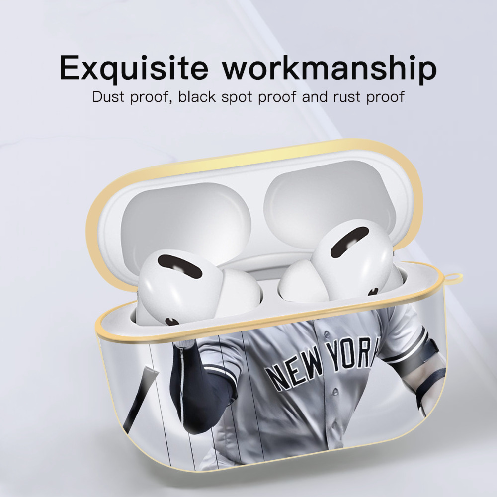 Giancarlo Stanton 37 Luxury Gold AirPods Pro Case With Keychain, Flexible PC Material, Full Protection, Precise Cutouts, Anti-Fingerprint, Washable, Durable Design