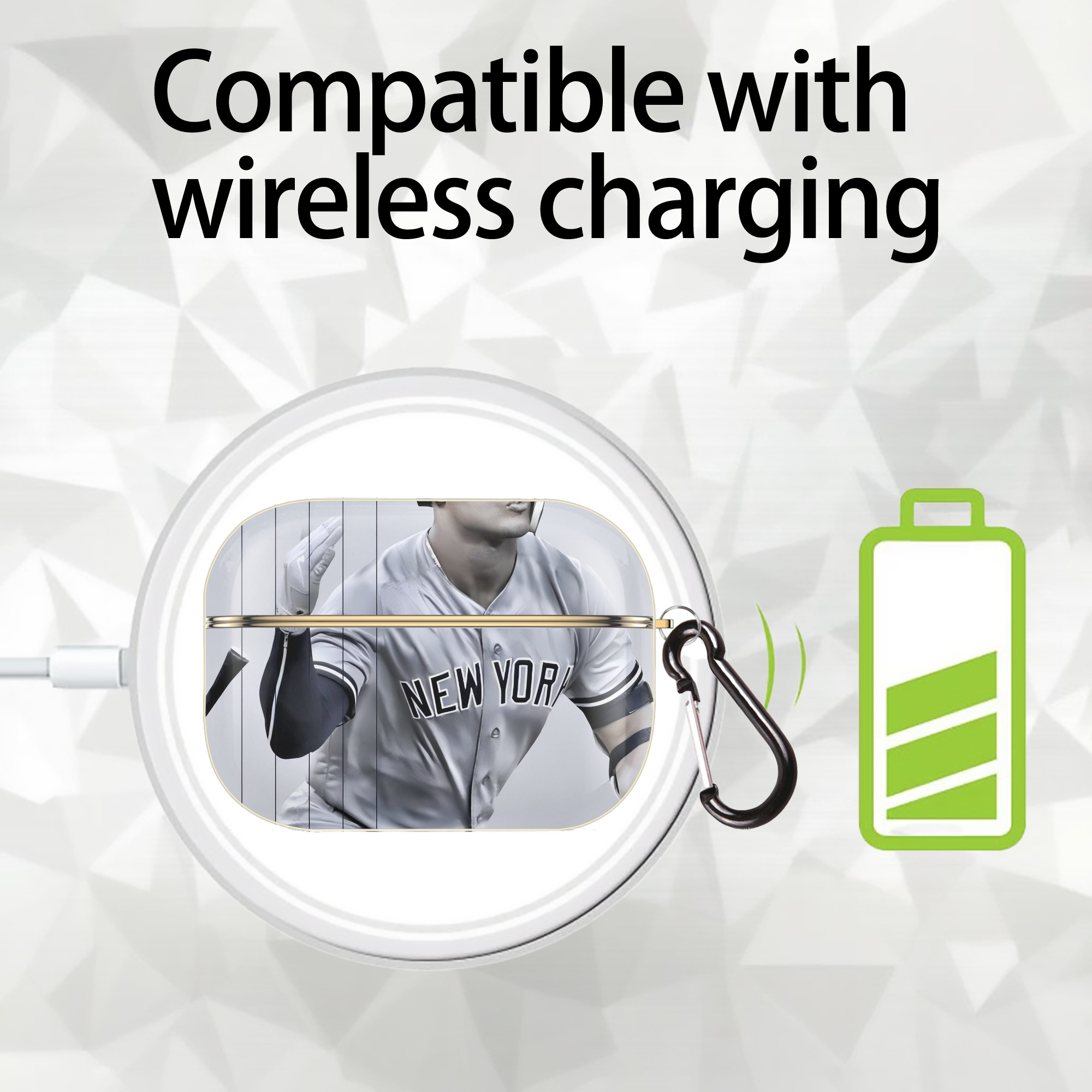 Giancarlo Stanton 37 Luxury Gold AirPods Pro Case With Keychain, Flexible PC Material, Full Protection, Precise Cutouts, Anti-Fingerprint, Washable, Durable Design