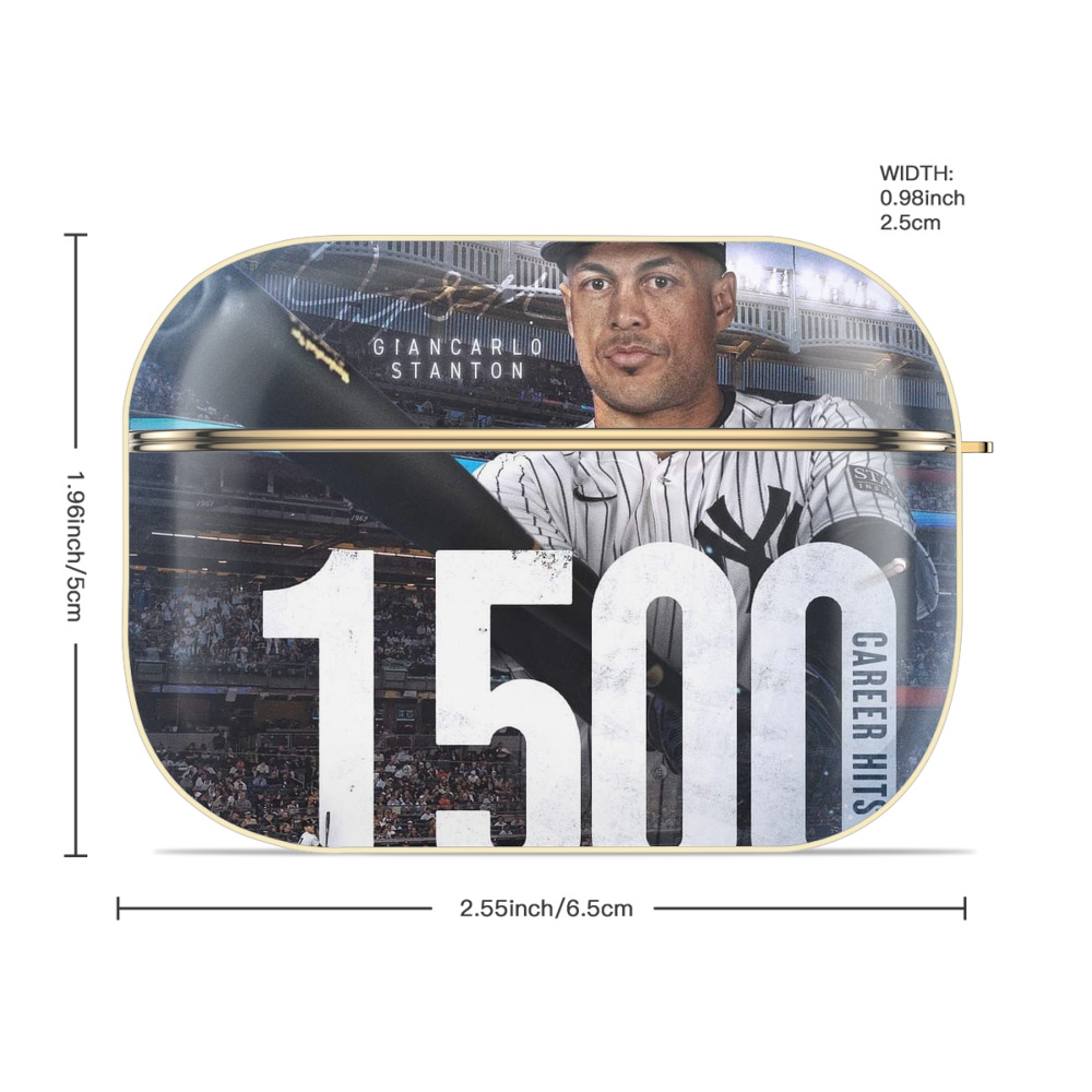 Giancarlo Stanton 39 Luxury Gold AirPods Pro Case With Keychain, Flexible PC Material, Full Protection, Precise Cutouts, Anti-Fingerprint, Washable, Durable Design