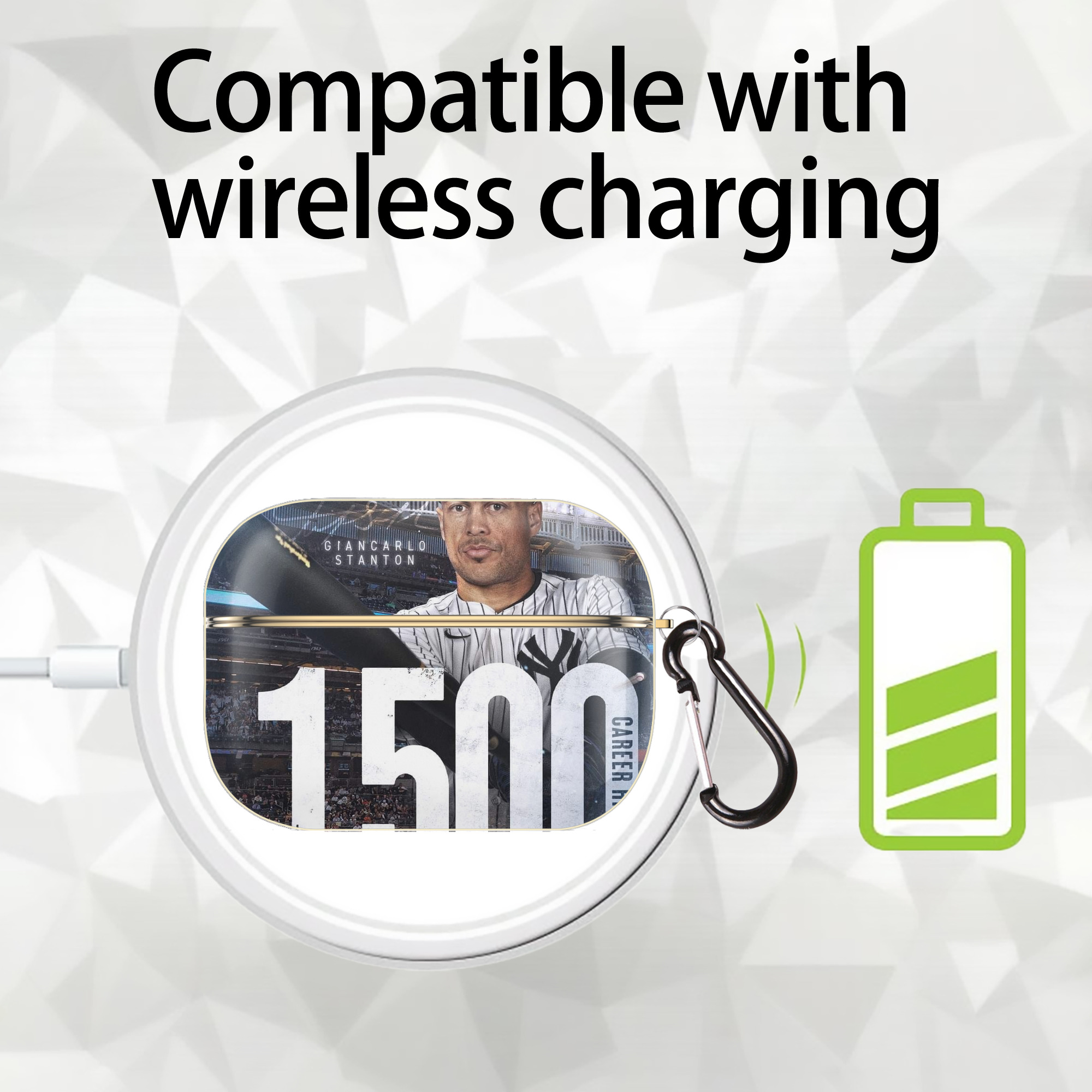 Giancarlo Stanton 39 Luxury Gold AirPods Pro Case With Keychain, Flexible PC Material, Full Protection, Precise Cutouts, Anti-Fingerprint, Washable, Durable Design