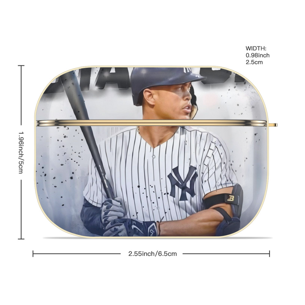 Giancarlo Stanton 40 Luxury Gold AirPods Pro Case With Keychain, Flexible PC Material, Full Protection, Precise Cutouts, Anti-Fingerprint, Washable, Durable Design