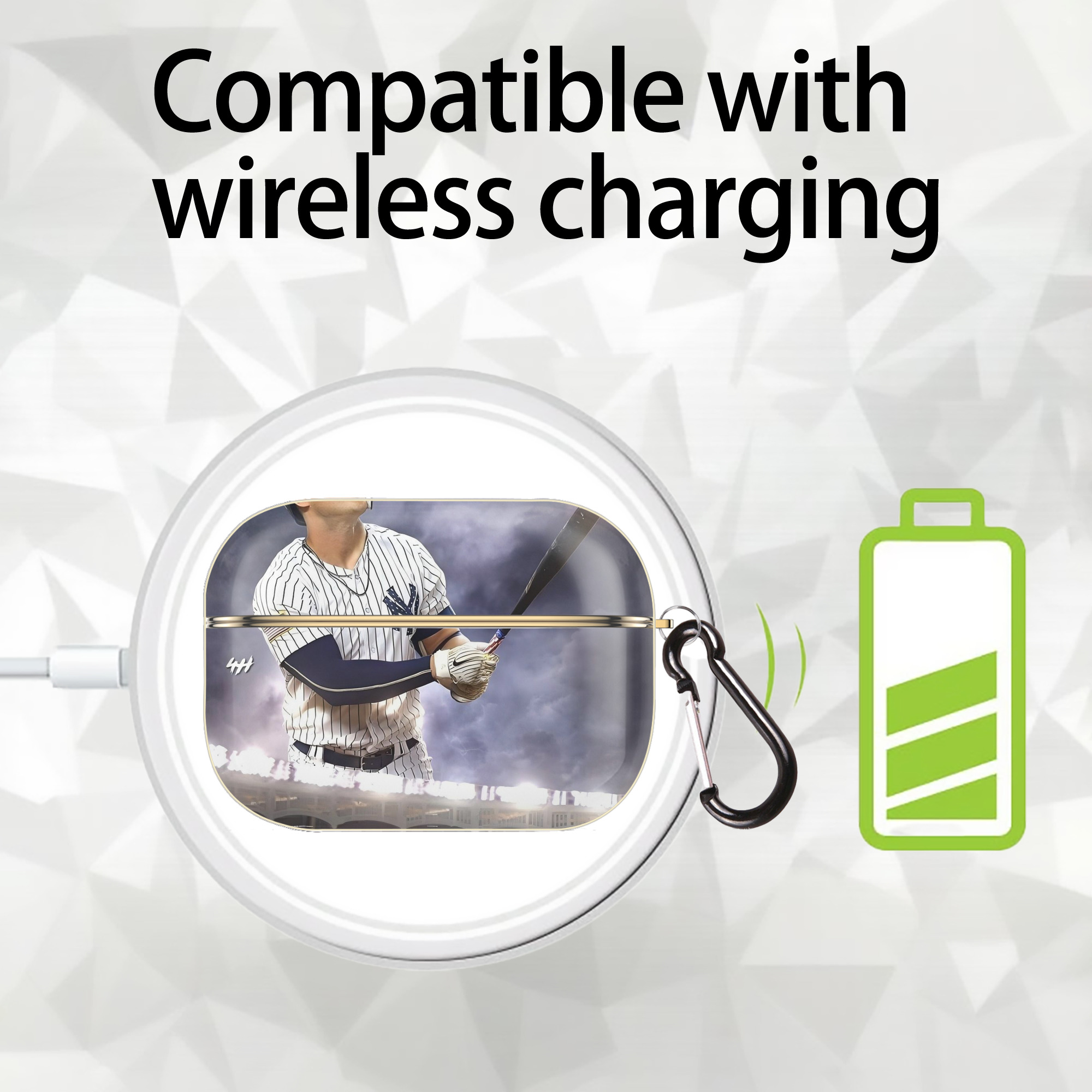 Giancarlo Stanton 41 Luxury Gold AirPods Pro Case With Keychain, Flexible PC Material, Full Protection, Precise Cutouts, Anti-Fingerprint, Washable, Durable Design