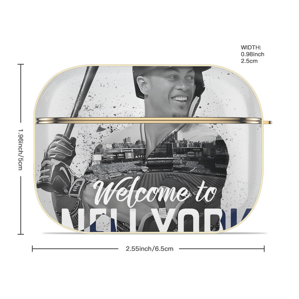 Giancarlo Stanton 42 Luxury Gold AirPods Pro Case With Keychain, Flexible PC Material, Full Protection, Precise Cutouts, Anti-Fingerprint, Washable, Durable Design