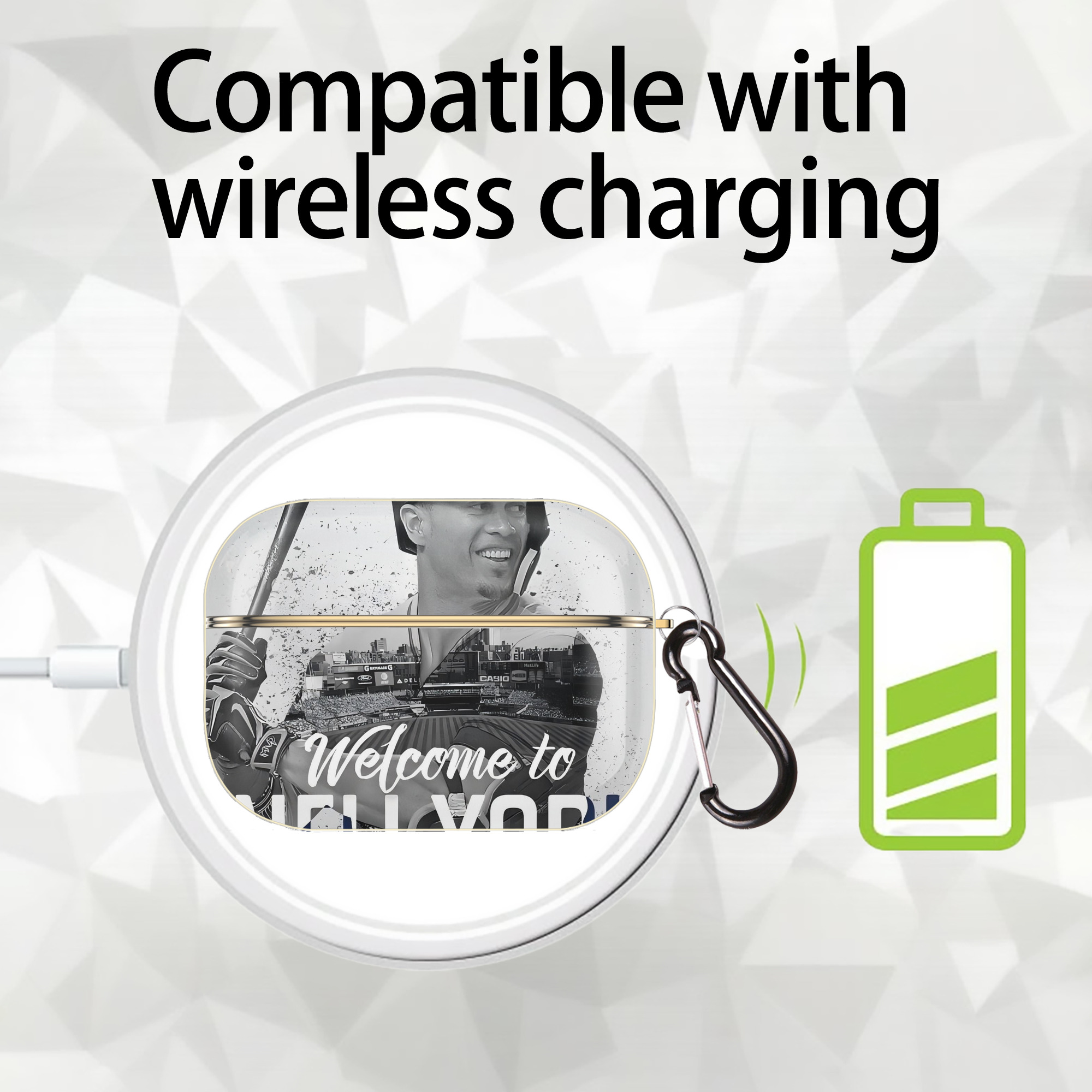 Giancarlo Stanton 42 Luxury Gold AirPods Pro Case With Keychain, Flexible PC Material, Full Protection, Precise Cutouts, Anti-Fingerprint, Washable, Durable Design