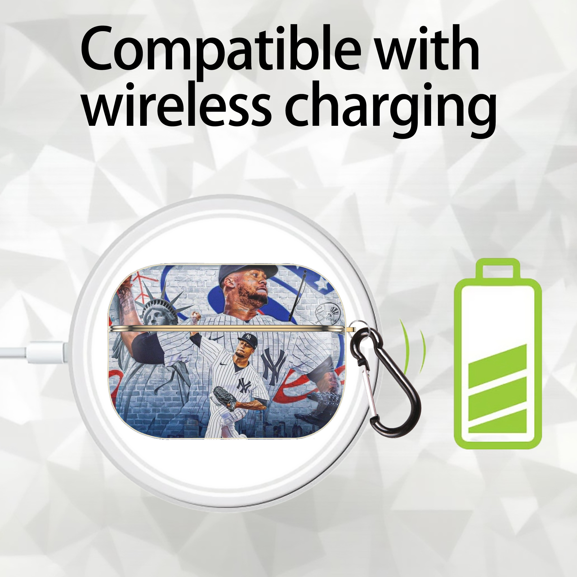 Giancarlo Stanton 43 Luxury Gold AirPods Pro Case With Keychain, Flexible PC Material, Full Protection, Precise Cutouts, Anti-Fingerprint, Washable, Durable Design