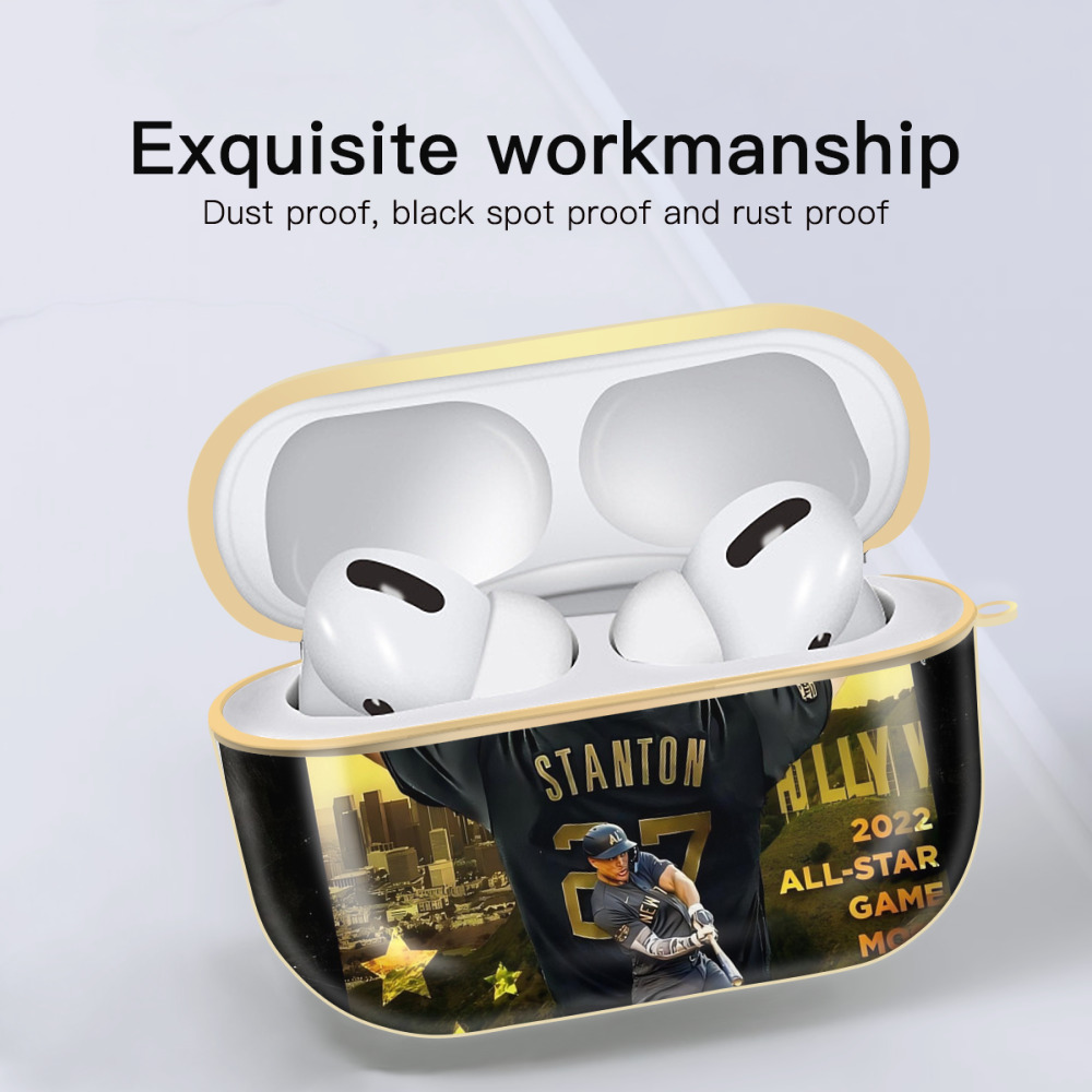 Giancarlo Stanton 44 Luxury Gold AirPods Pro Case With Keychain, Flexible PC Material, Full Protection, Precise Cutouts, Anti-Fingerprint, Washable, Durable Design