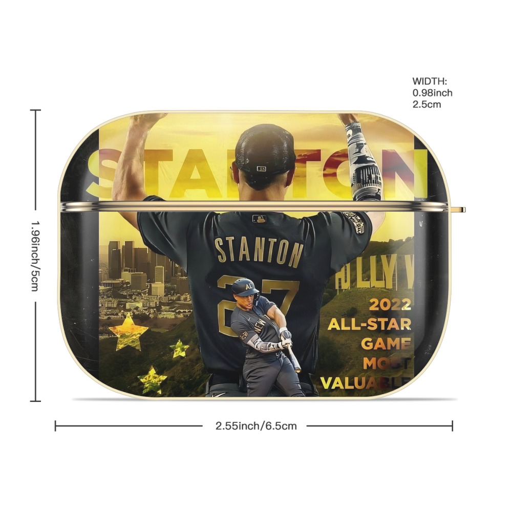 Giancarlo Stanton 44 Luxury Gold AirPods Pro Case With Keychain, Flexible PC Material, Full Protection, Precise Cutouts, Anti-Fingerprint, Washable, Durable Design
