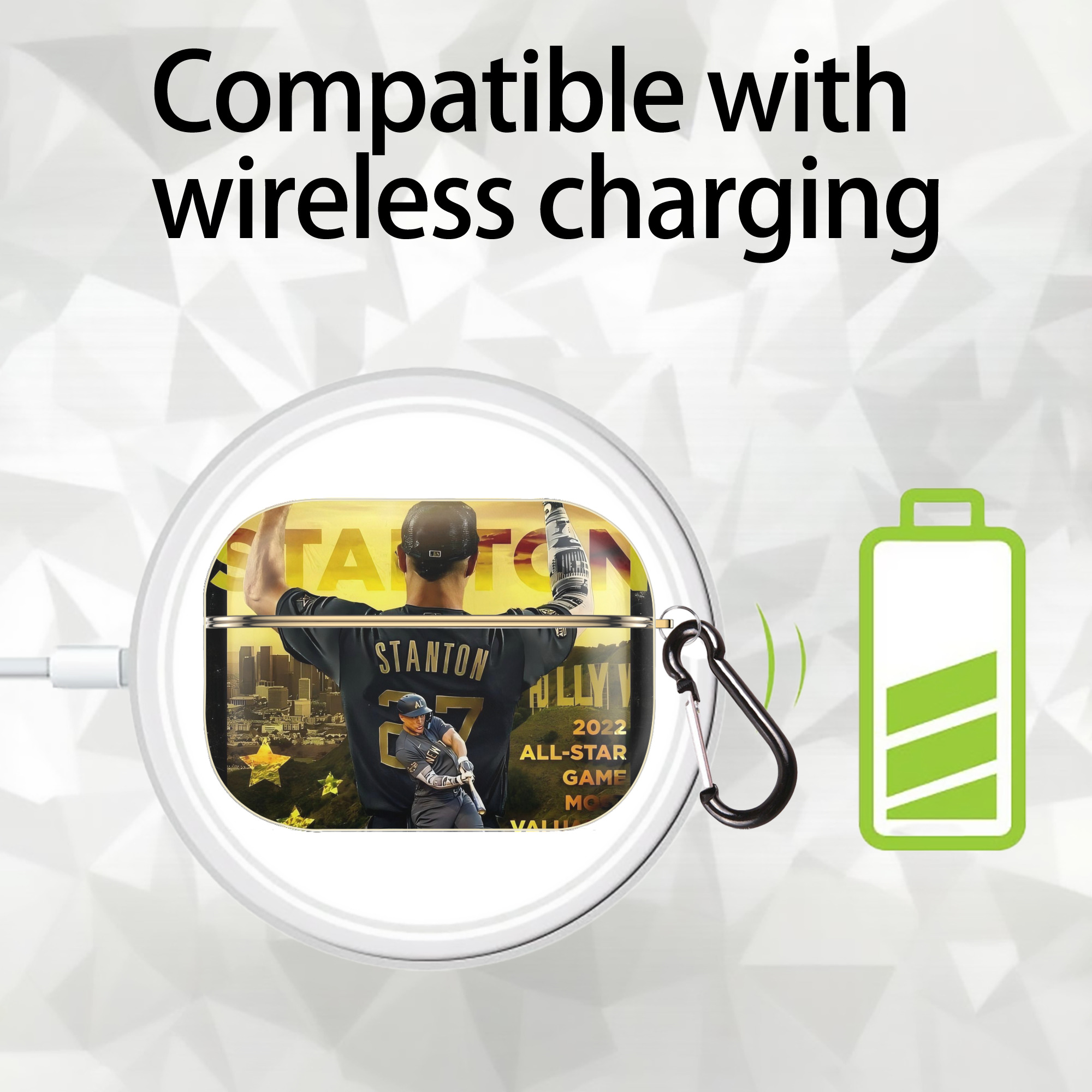 Giancarlo Stanton 44 Luxury Gold AirPods Pro Case With Keychain, Flexible PC Material, Full Protection, Precise Cutouts, Anti-Fingerprint, Washable, Durable Design