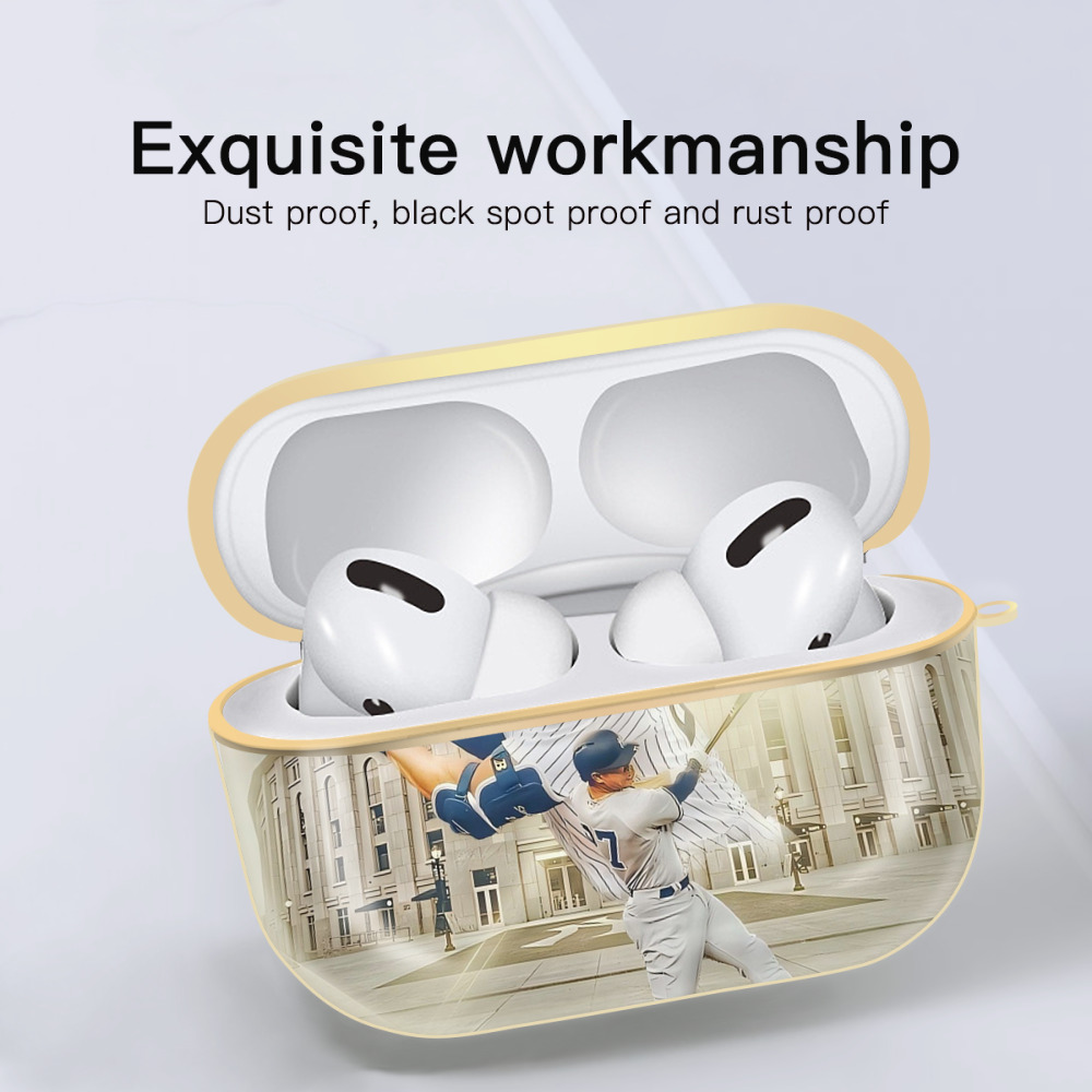 Giancarlo Stanton 45 Luxury Gold AirPods Pro Case With Keychain, Flexible PC Material, Full Protection, Precise Cutouts, Anti-Fingerprint, Washable, Durable Design