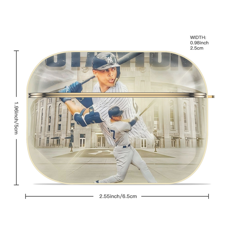 Giancarlo Stanton 45 Luxury Gold AirPods Pro Case With Keychain, Flexible PC Material, Full Protection, Precise Cutouts, Anti-Fingerprint, Washable, Durable Design