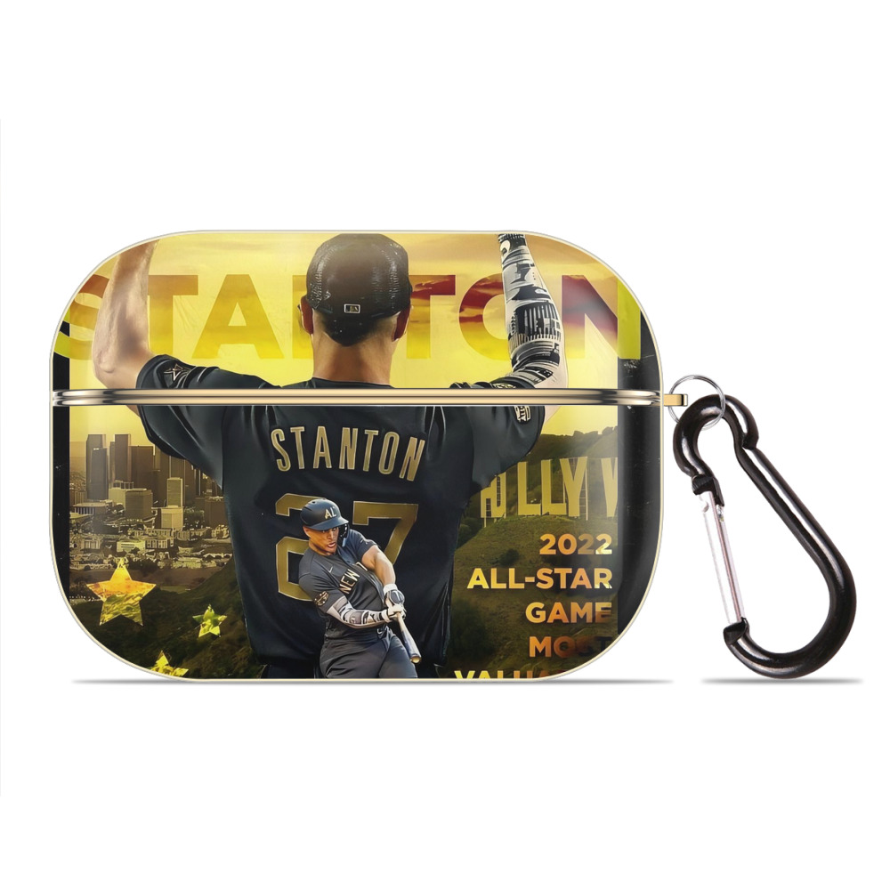 Giancarlo Stanton 44 Luxury Gold AirPods Pro Case With Keychain, Flexible PC Material, Full Protection, Precise Cutouts, Anti-Fingerprint, Washable, Durable Design