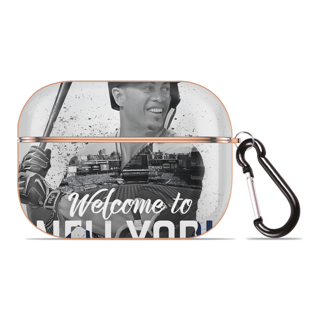 Giancarlo Stanton 42 AirPods Pro Protective Case Rose Gold, Flexible PC Material, Precise Fit, Anti-Slip Cover, Full Protection, Fingerprint Resistant, Washable With Keychain