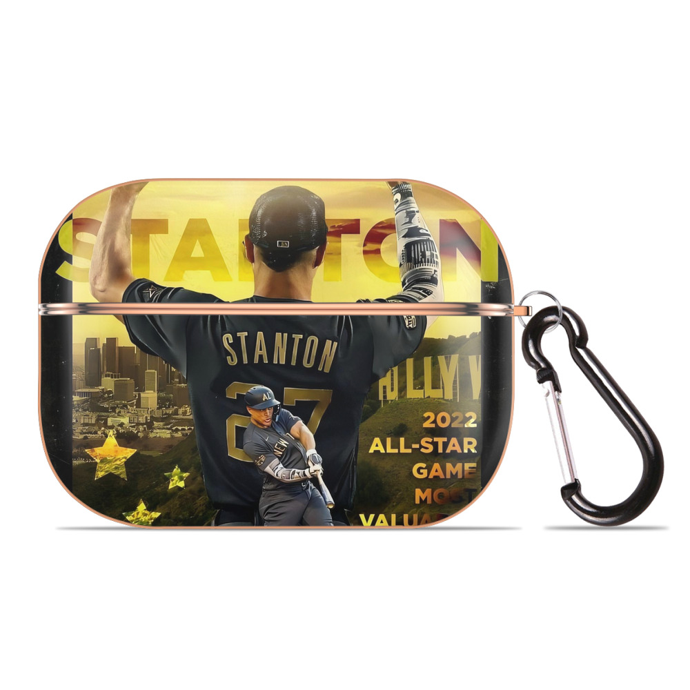 Giancarlo Stanton 44 AirPods Pro Protective Case Rose Gold, Flexible PC Material, Precise Fit, Anti-Slip Cover, Full Protection, Fingerprint Resistant, Washable With Keychain