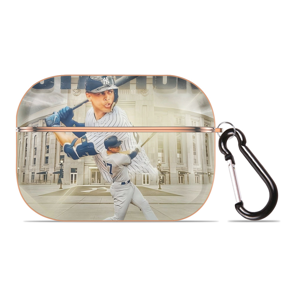 Giancarlo Stanton 45 AirPods Pro Protective Case Rose Gold, Flexible PC Material, Precise Fit, Anti-Slip Cover, Full Protection, Fingerprint Resistant, Washable With Keychain