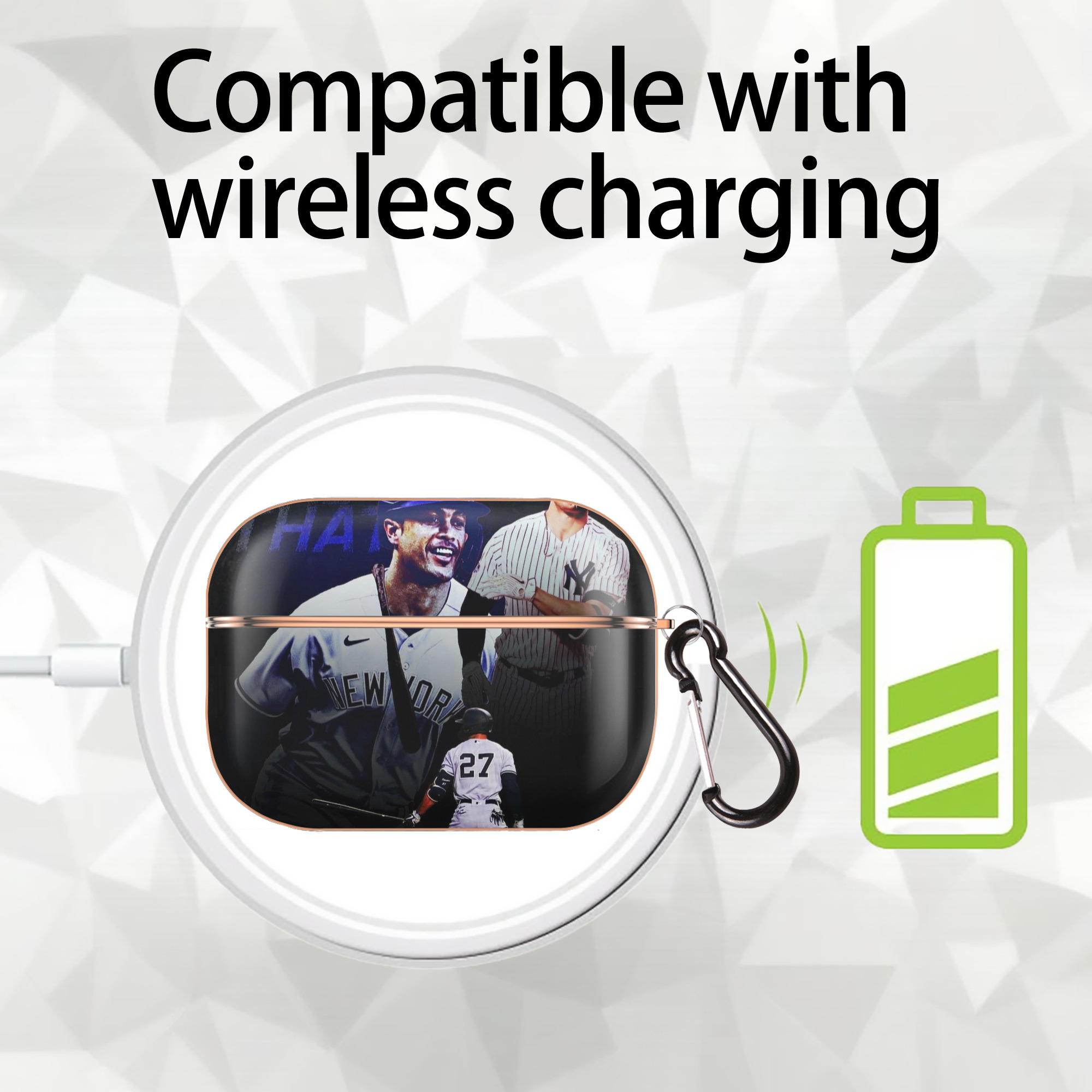 Giancarlo Stanton 36 AirPods Pro Protective Case Rose Gold, Flexible PC Material, Precise Fit, Anti-Slip Cover, Full Protection, Fingerprint Resistant, Washable With Keychain