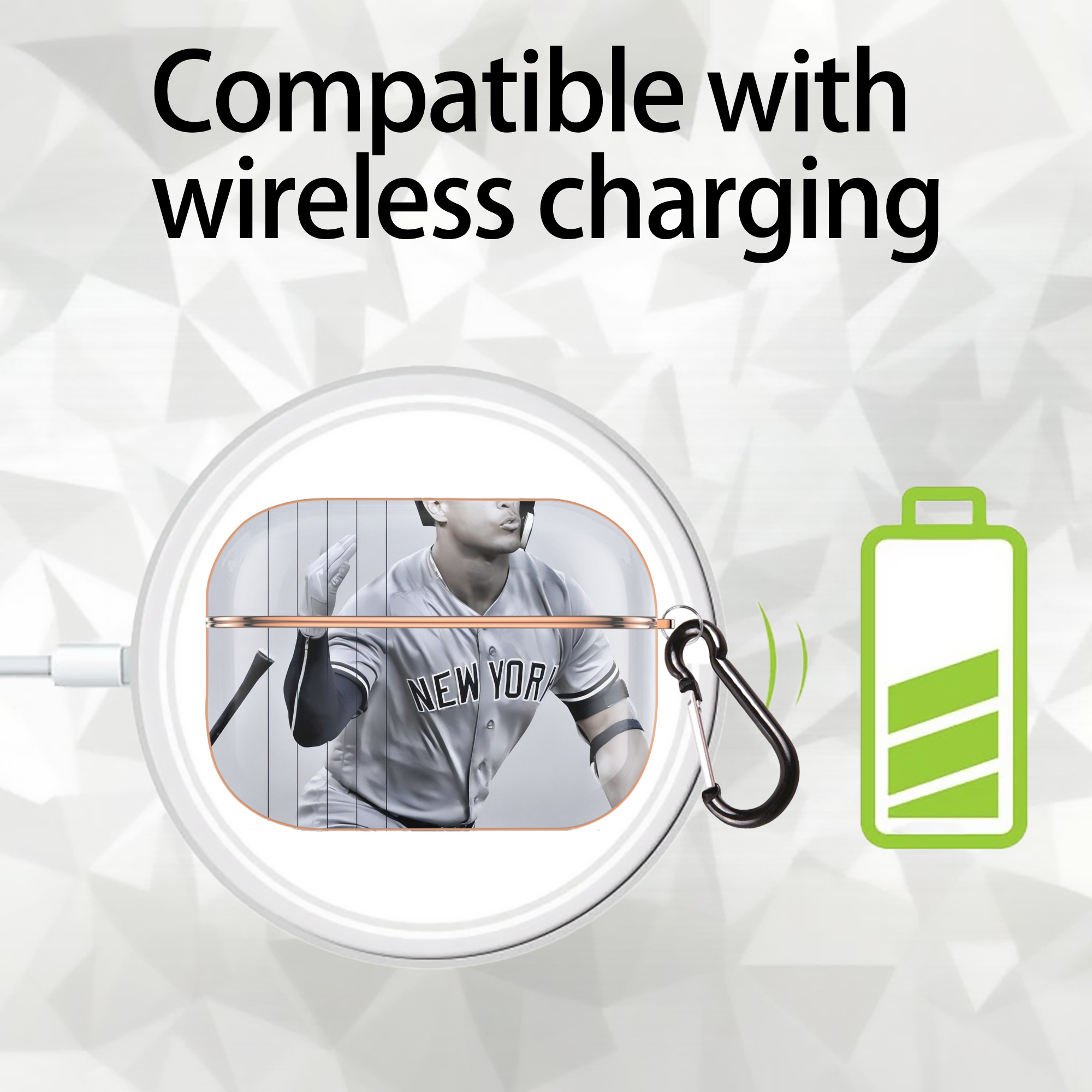 Giancarlo Stanton 37 AirPods Pro Protective Case Rose Gold, Flexible PC Material, Precise Fit, Anti-Slip Cover, Full Protection, Fingerprint Resistant, Washable With Keychain