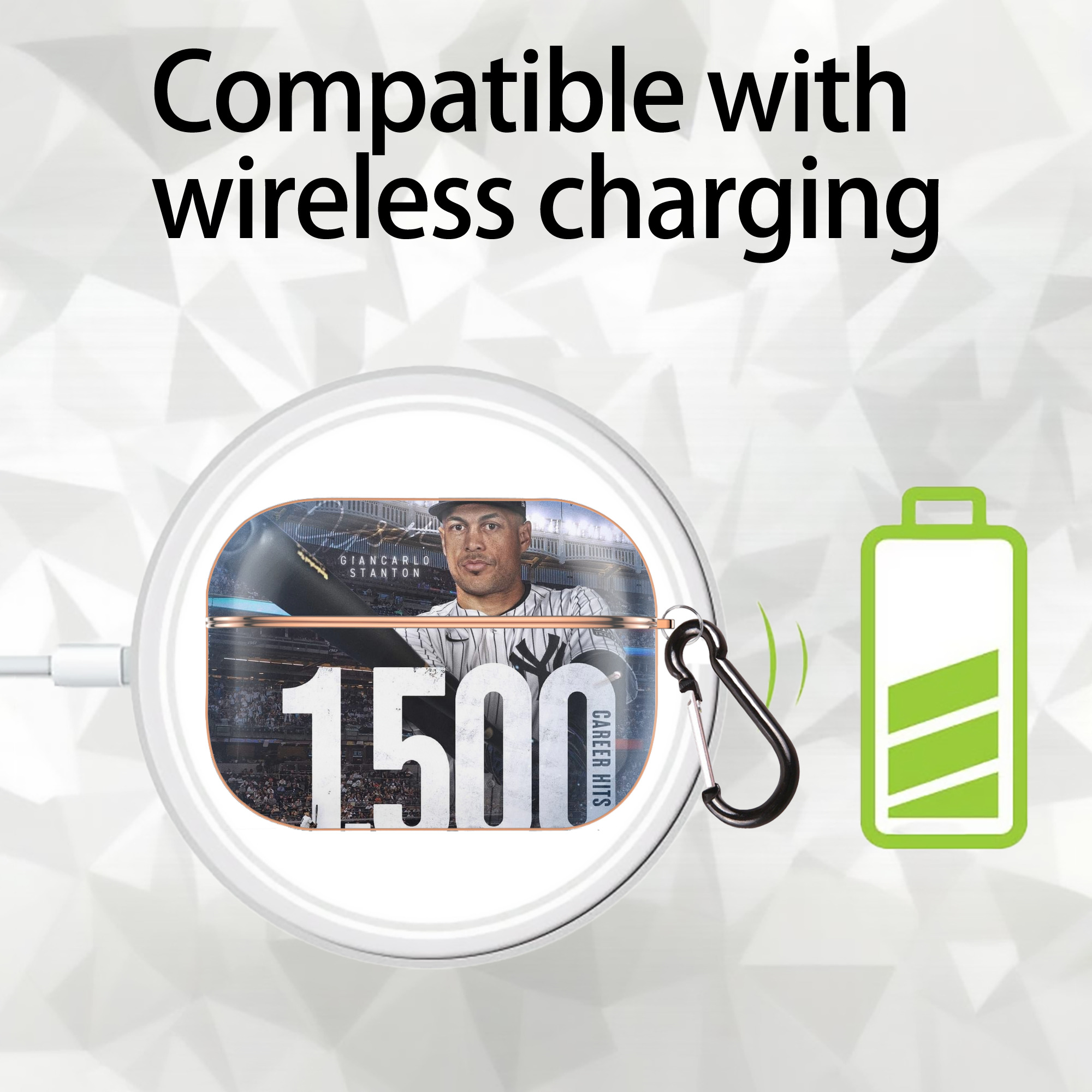 Giancarlo Stanton 39 AirPods Pro Protective Case Rose Gold, Flexible PC Material, Precise Fit, Anti-Slip Cover, Full Protection, Fingerprint Resistant, Washable With Keychain