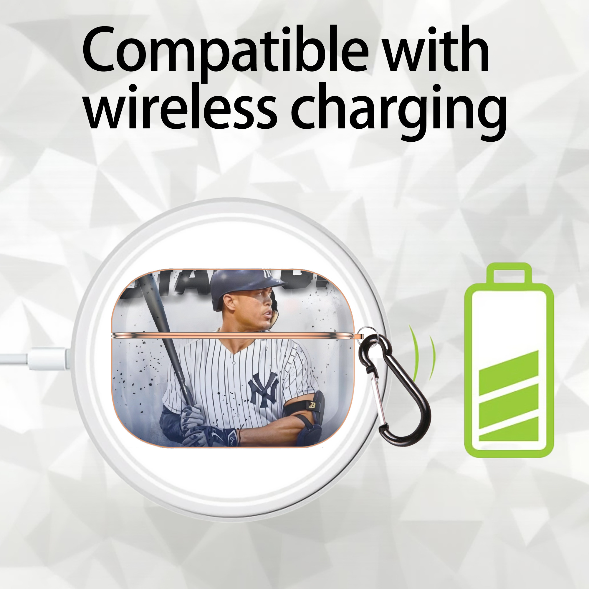 Giancarlo Stanton 40 AirPods Pro Protective Case Rose Gold, Flexible PC Material, Precise Fit, Anti-Slip Cover, Full Protection, Fingerprint Resistant, Washable With Keychain