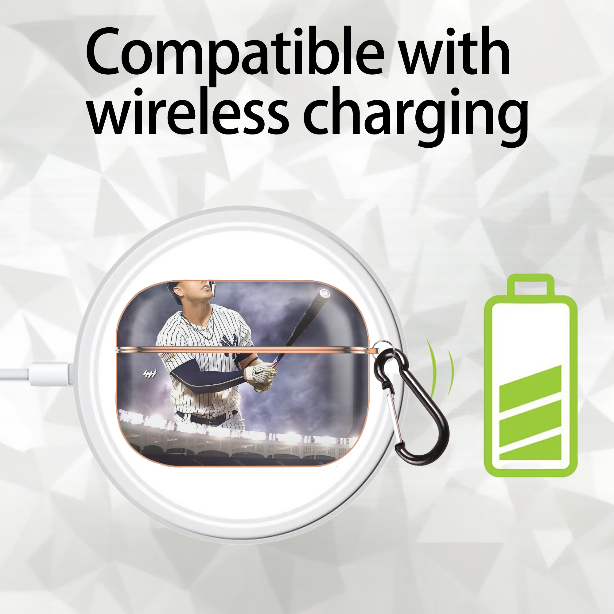 Giancarlo Stanton 41 AirPods Pro Protective Case Rose Gold, Flexible PC Material, Precise Fit, Anti-Slip Cover, Full Protection, Fingerprint Resistant, Washable With Keychain