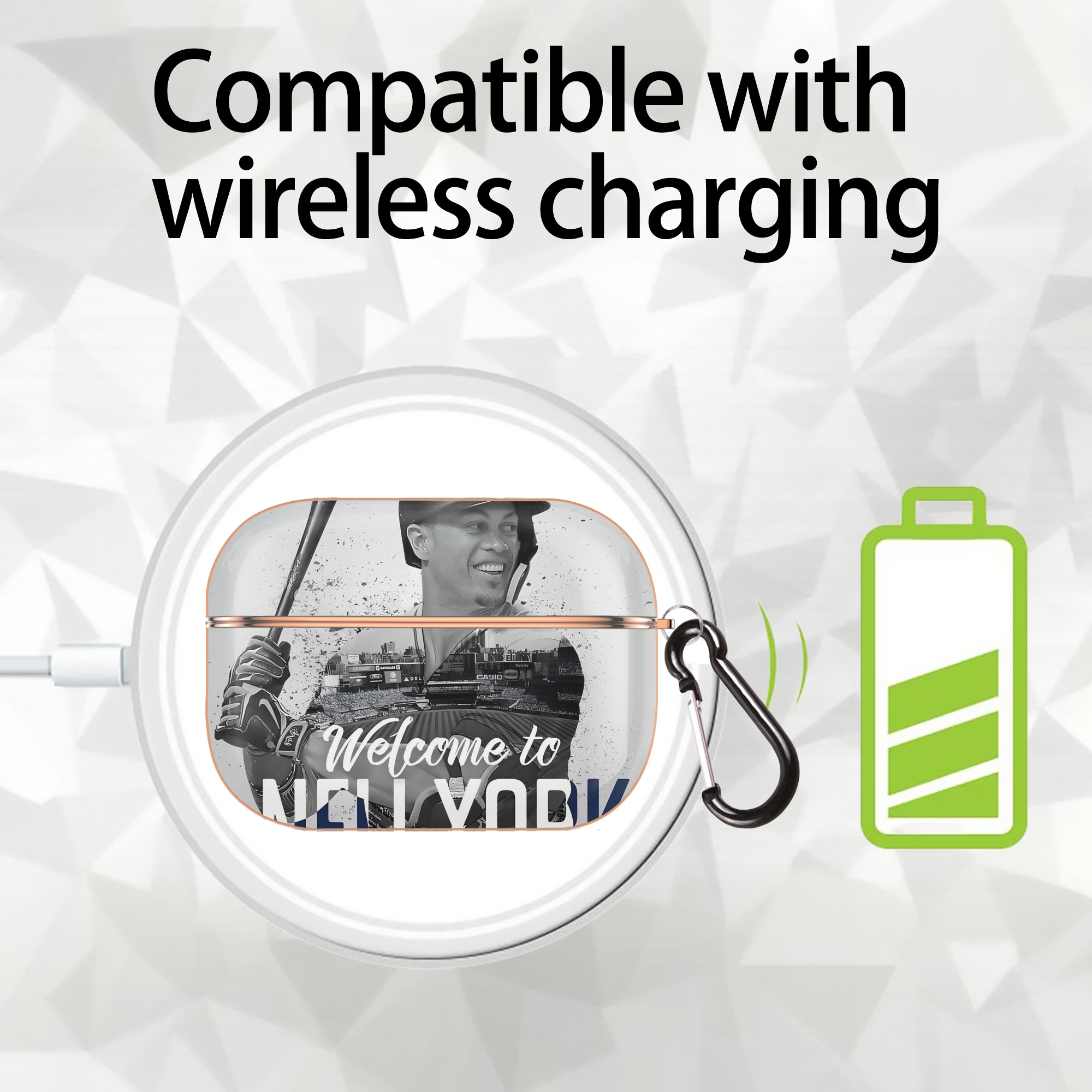 Giancarlo Stanton 42 AirPods Pro Protective Case Rose Gold, Flexible PC Material, Precise Fit, Anti-Slip Cover, Full Protection, Fingerprint Resistant, Washable With Keychain