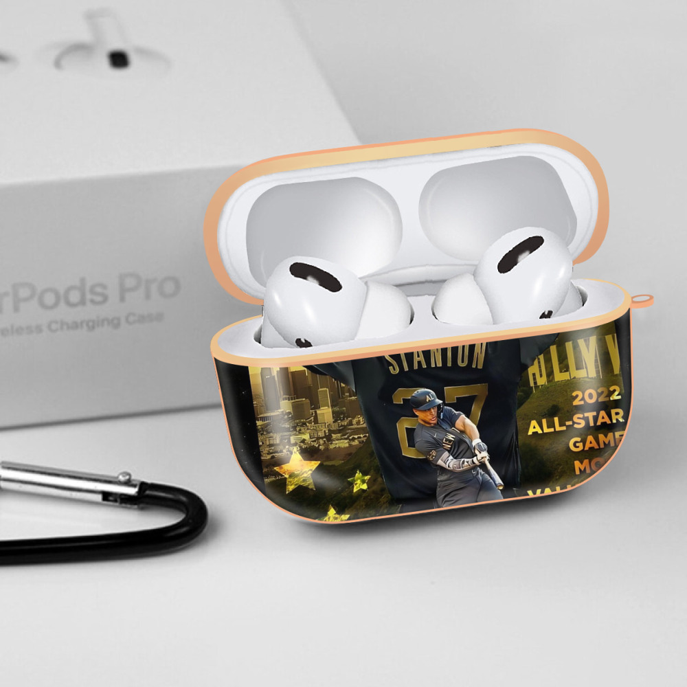 Giancarlo Stanton 44 AirPods Pro Protective Case Rose Gold, Flexible PC Material, Precise Fit, Anti-Slip Cover, Full Protection, Fingerprint Resistant, Washable With Keychain