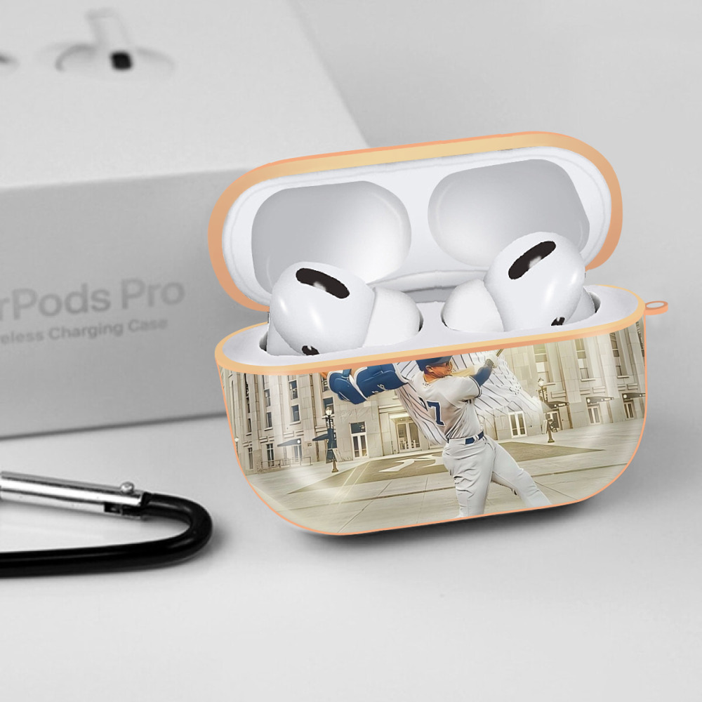 Giancarlo Stanton 45 AirPods Pro Protective Case Rose Gold, Flexible PC Material, Precise Fit, Anti-Slip Cover, Full Protection, Fingerprint Resistant, Washable With Keychain