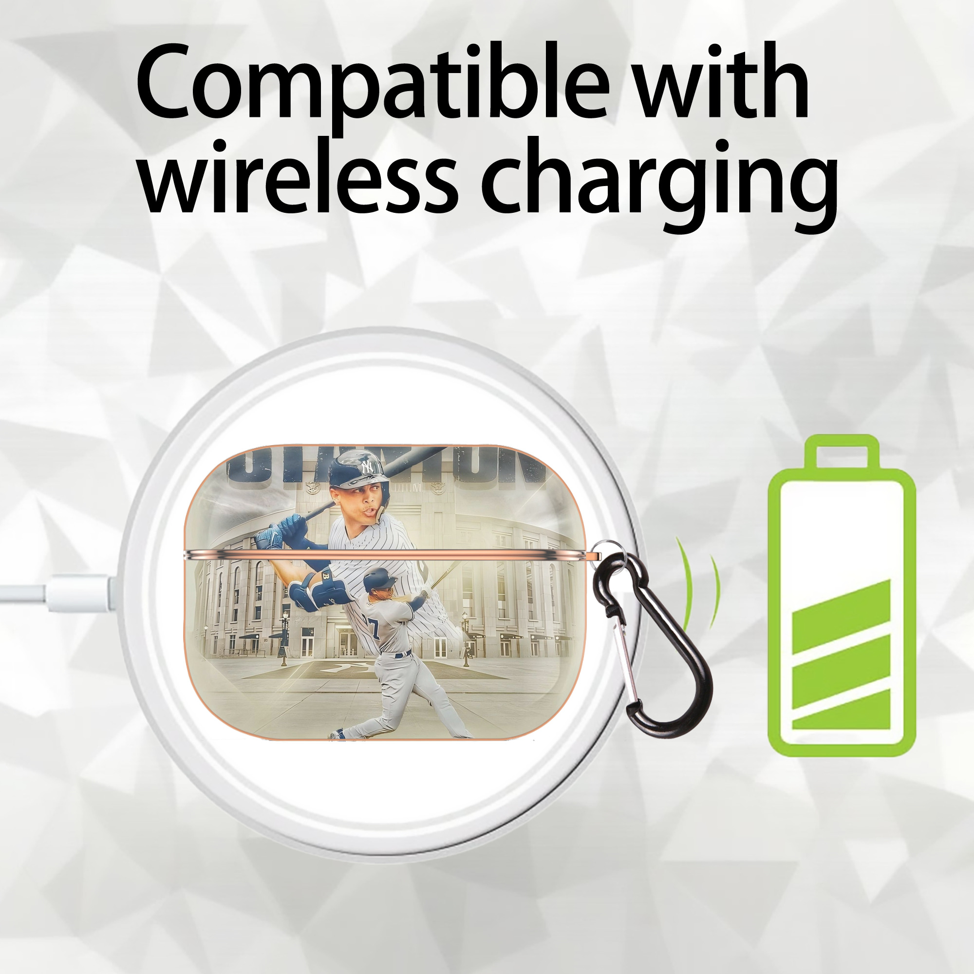 Giancarlo Stanton 45 AirPods Pro Protective Case Rose Gold, Flexible PC Material, Precise Fit, Anti-Slip Cover, Full Protection, Fingerprint Resistant, Washable With Keychain