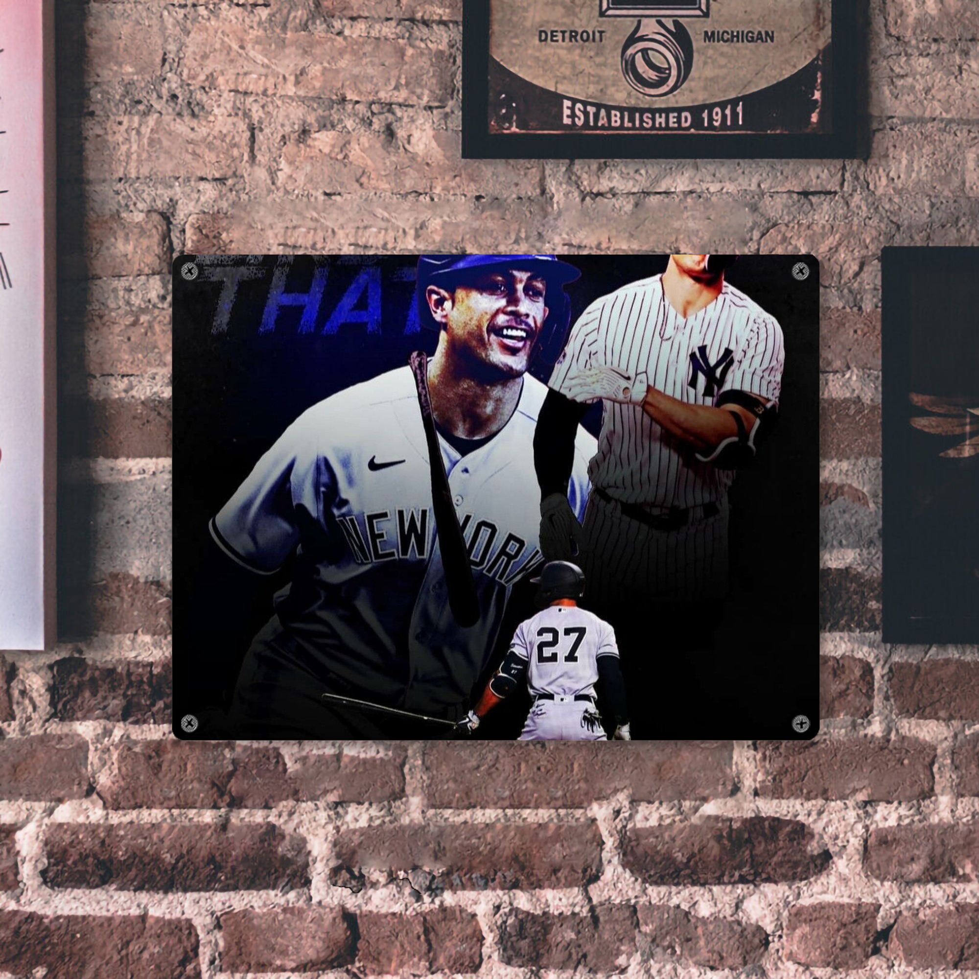 Giancarlo Stanton 36 Vintage Metal Tin Sign 16x12 – Full-Print Iron Wall Decor – Durable, Fade-Resistant – Easy To Hang – Ideal For Home, Bar, Kitchen & Office Decor