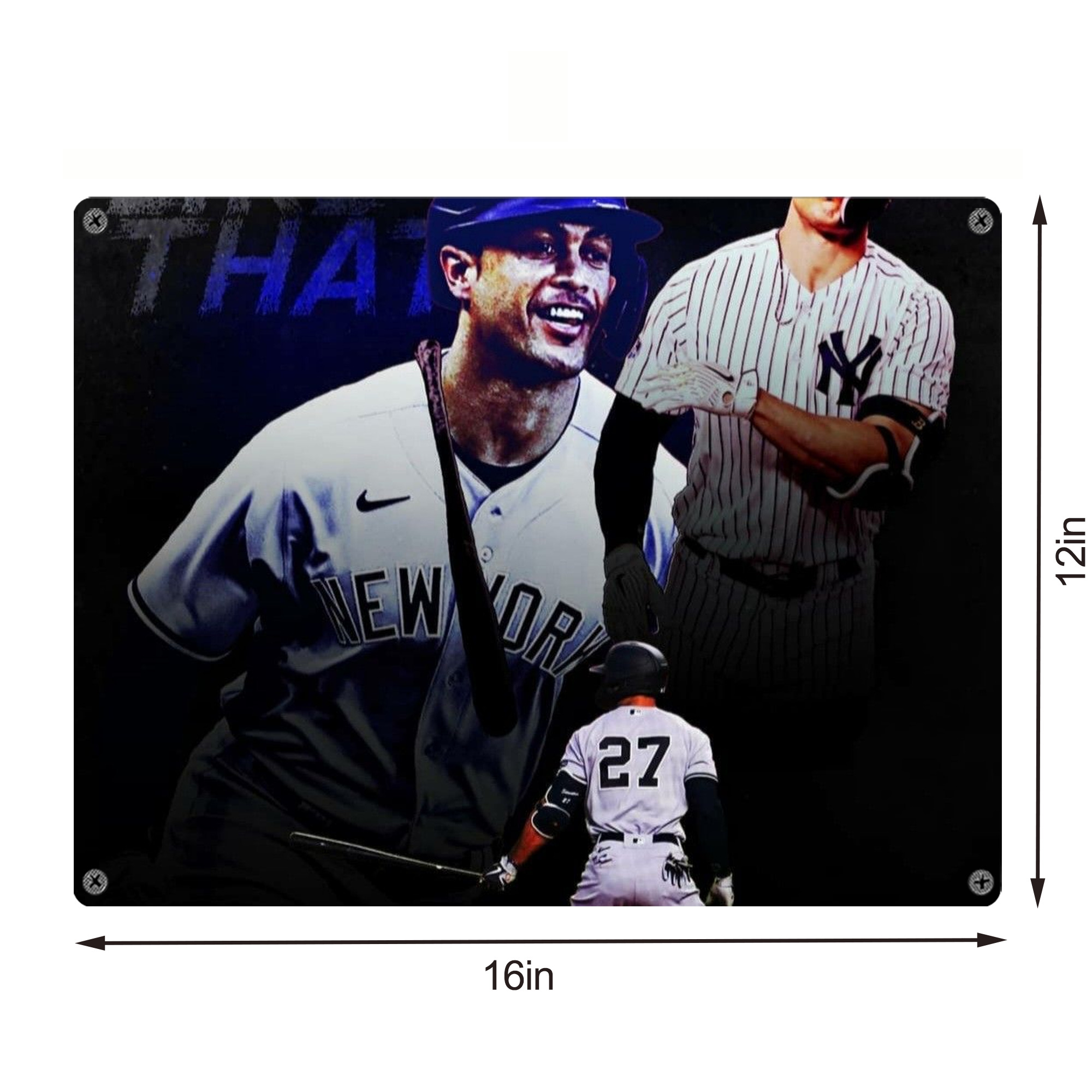 Giancarlo Stanton 36 Vintage Metal Tin Sign 16x12 – Full-Print Iron Wall Decor – Durable, Fade-Resistant – Easy To Hang – Ideal For Home, Bar, Kitchen & Office Decor