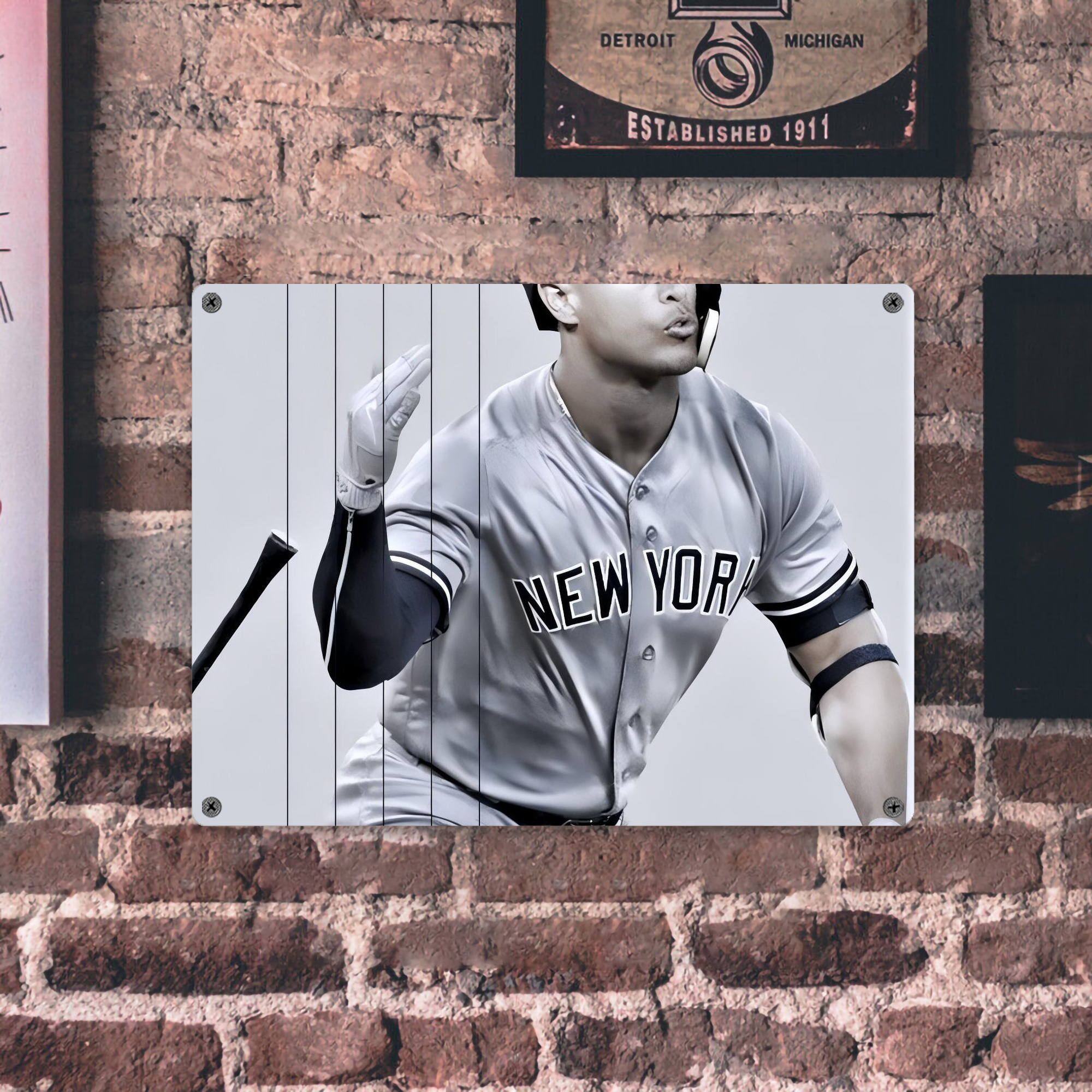 Giancarlo Stanton 37 Vintage Metal Tin Sign 16x12 – Full-Print Iron Wall Decor – Durable, Fade-Resistant – Easy To Hang – Ideal For Home, Bar, Kitchen & Office Decor