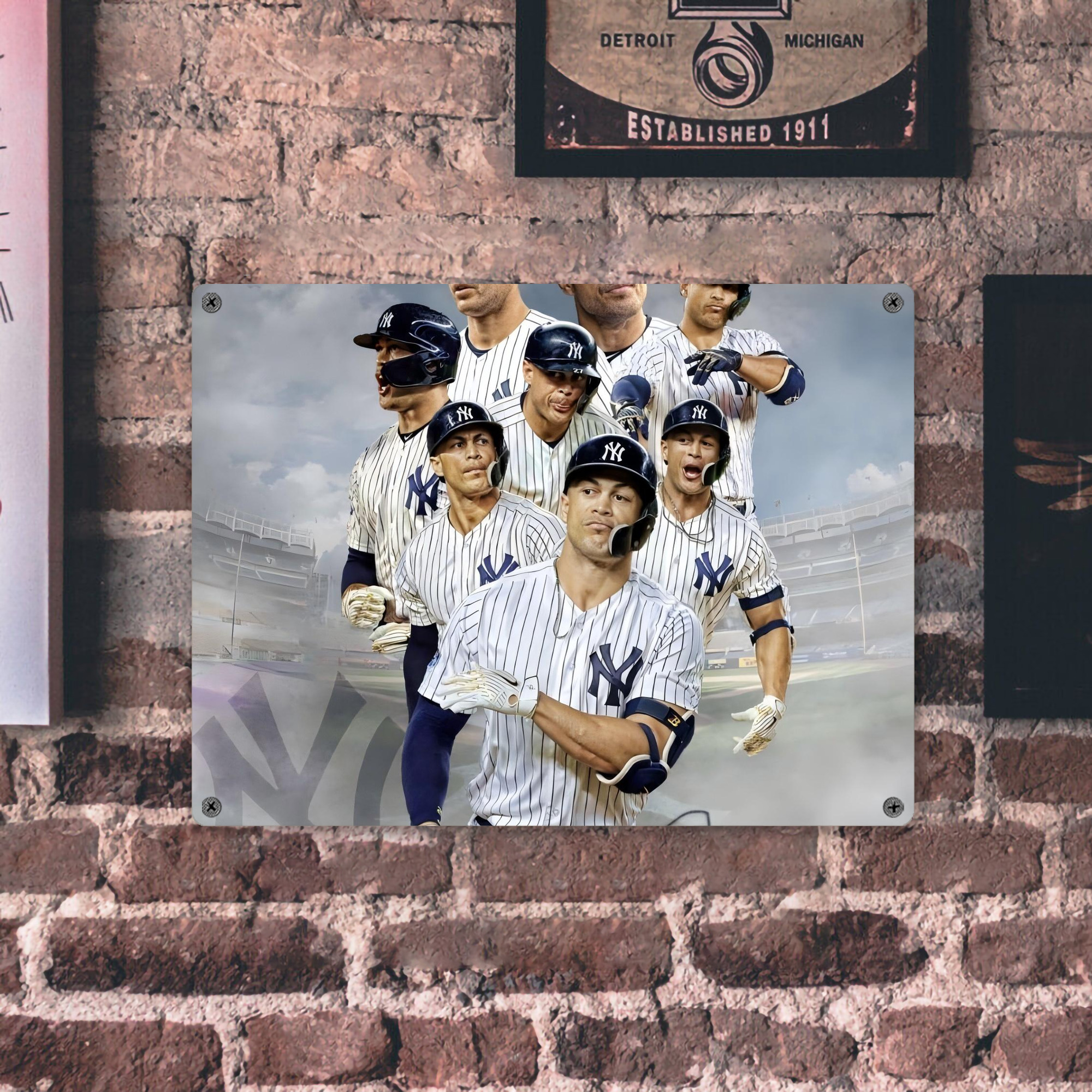 Giancarlo Stanton 38 Vintage Metal Tin Sign 16x12 – Full-Print Iron Wall Decor – Durable, Fade-Resistant – Easy To Hang – Ideal For Home, Bar, Kitchen & Office Decor