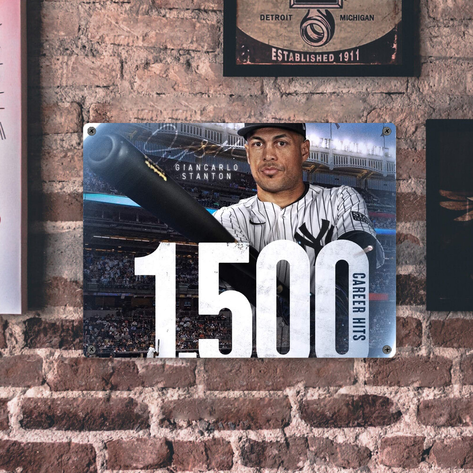 Giancarlo Stanton 39 Vintage Metal Tin Sign 16x12 – Full-Print Iron Wall Decor – Durable, Fade-Resistant – Easy To Hang – Ideal For Home, Bar, Kitchen & Office Decor