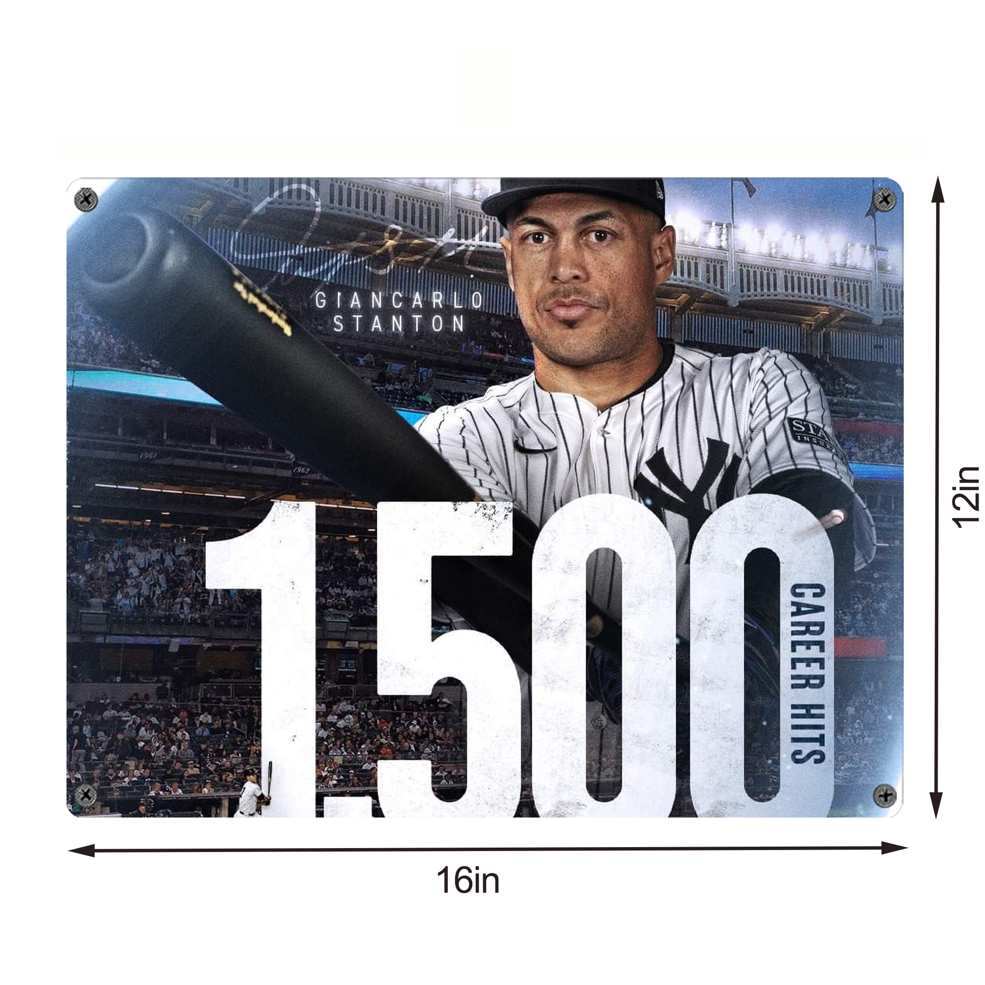 Giancarlo Stanton 39 Vintage Metal Tin Sign 16x12 – Full-Print Iron Wall Decor – Durable, Fade-Resistant – Easy To Hang – Ideal For Home, Bar, Kitchen & Office Decor