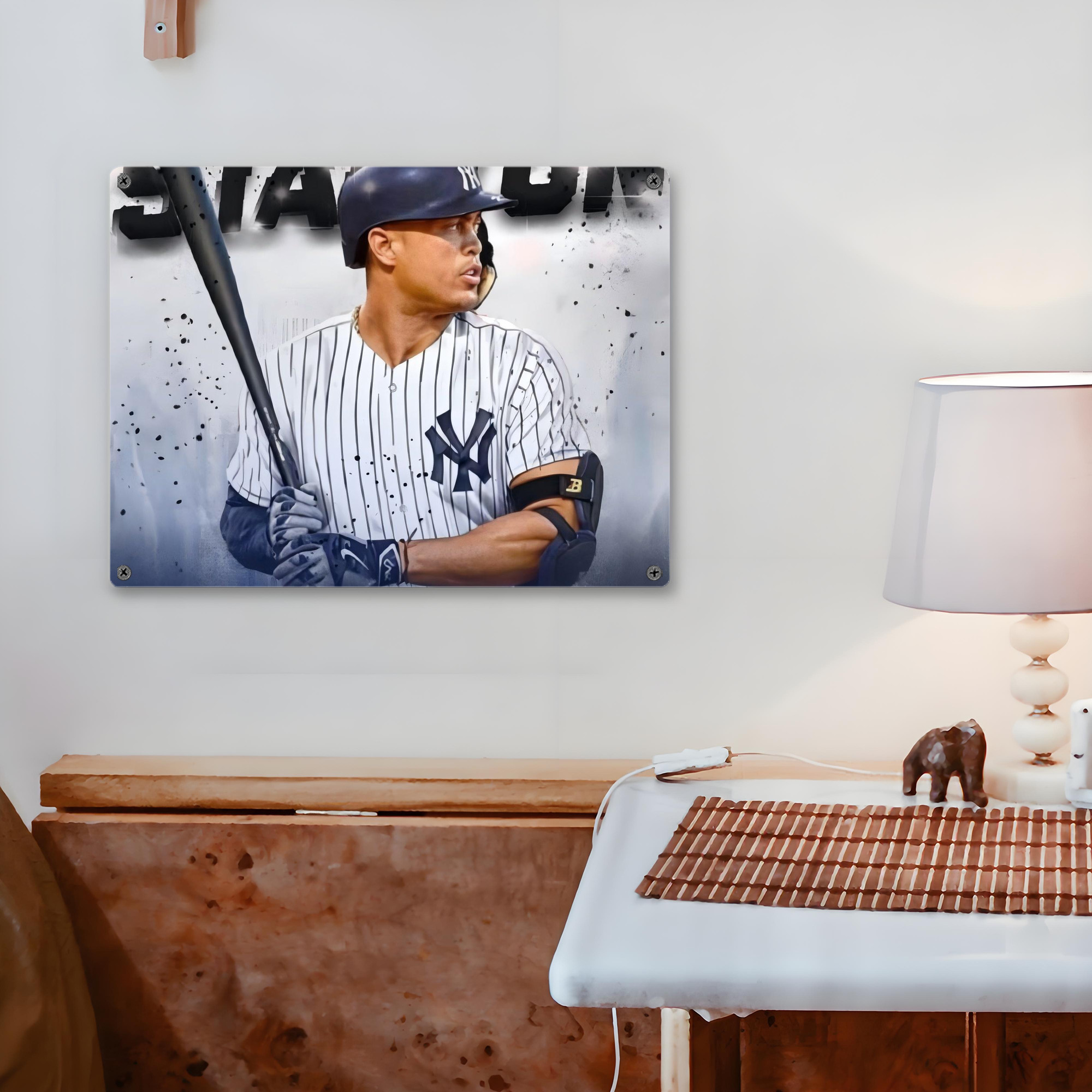 Giancarlo Stanton 40 Vintage Metal Tin Sign 16x12 – Full-Print Iron Wall Decor – Durable, Fade-Resistant – Easy To Hang – Ideal For Home, Bar, Kitchen & Office Decor