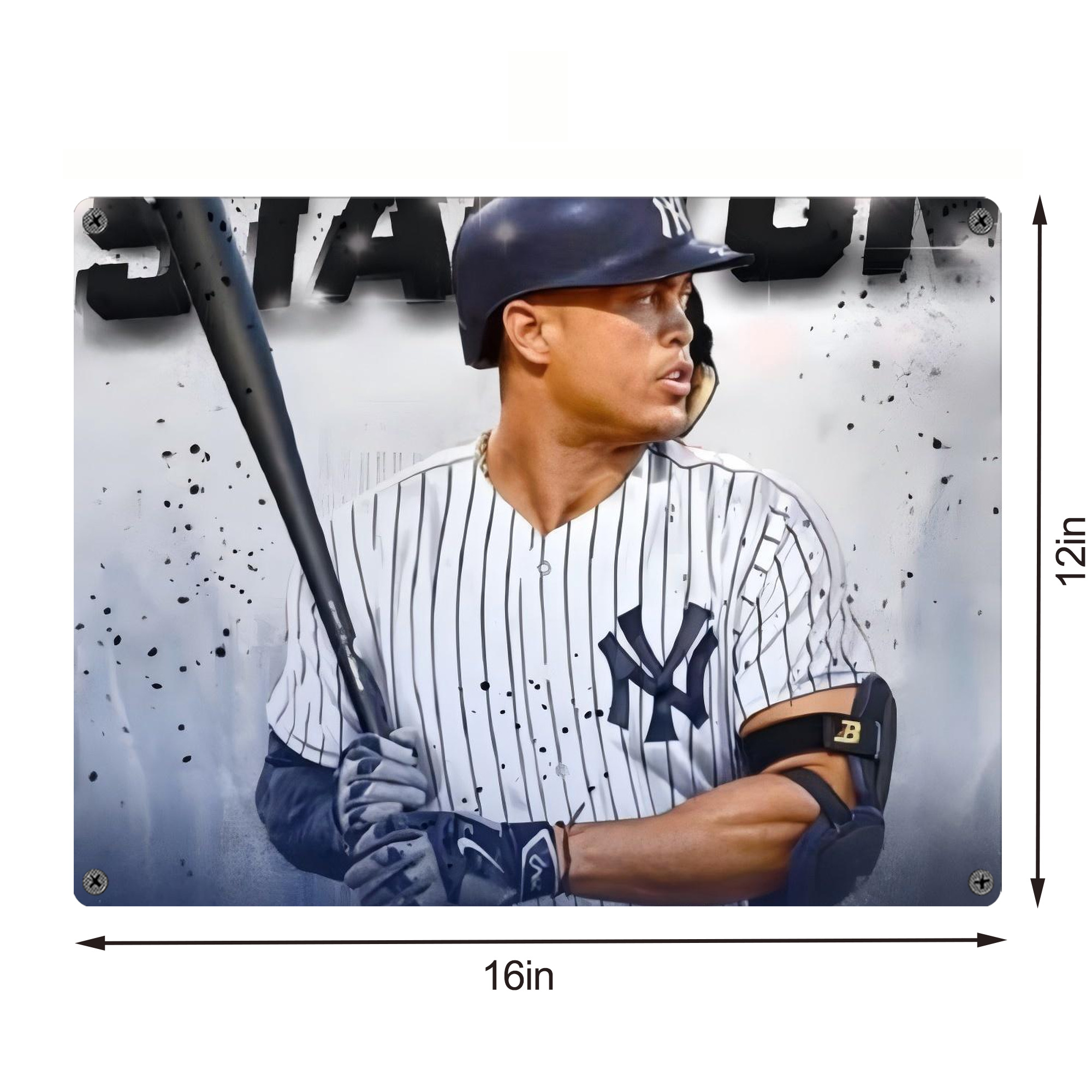 Giancarlo Stanton 40 Vintage Metal Tin Sign 16x12 – Full-Print Iron Wall Decor – Durable, Fade-Resistant – Easy To Hang – Ideal For Home, Bar, Kitchen & Office Decor