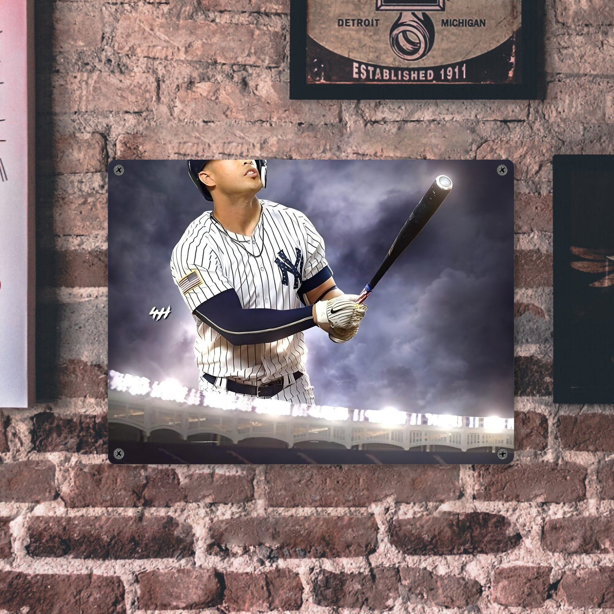 Giancarlo Stanton 41 Vintage Metal Tin Sign 16x12 – Full-Print Iron Wall Decor – Durable, Fade-Resistant – Easy To Hang – Ideal For Home, Bar, Kitchen & Office Decor