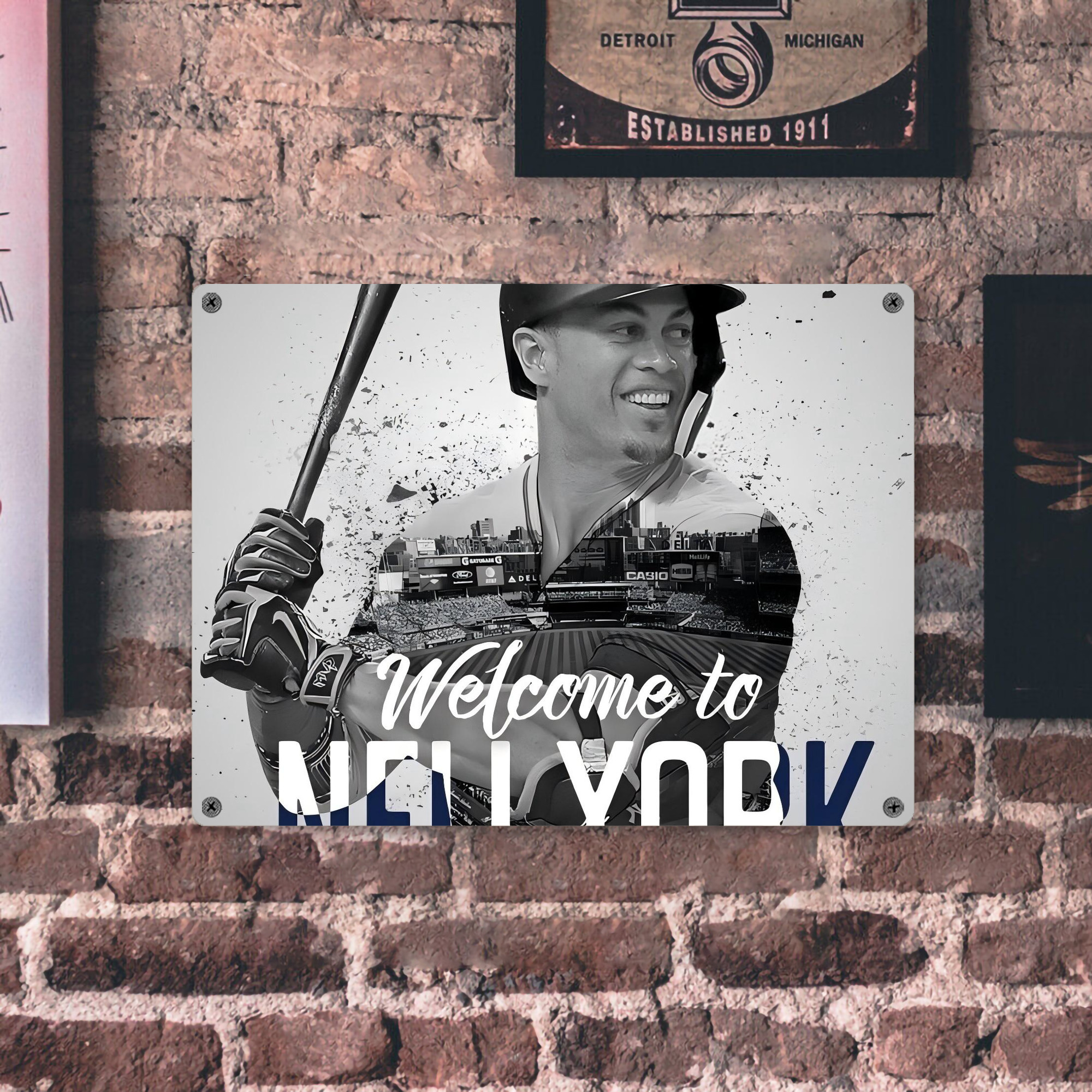 Giancarlo Stanton 42 Vintage Metal Tin Sign 16x12 – Full-Print Iron Wall Decor – Durable, Fade-Resistant – Easy To Hang – Ideal For Home, Bar, Kitchen & Office Decor