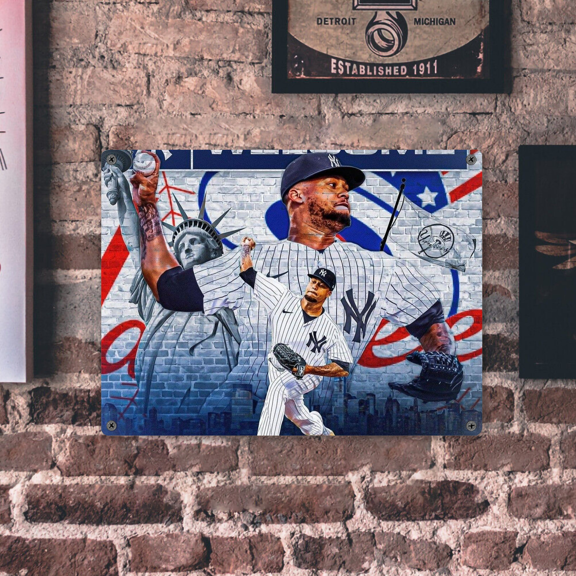 Giancarlo Stanton 43 Vintage Metal Tin Sign 16x12 – Full-Print Iron Wall Decor – Durable, Fade-Resistant – Easy To Hang – Ideal For Home, Bar, Kitchen & Office Decor