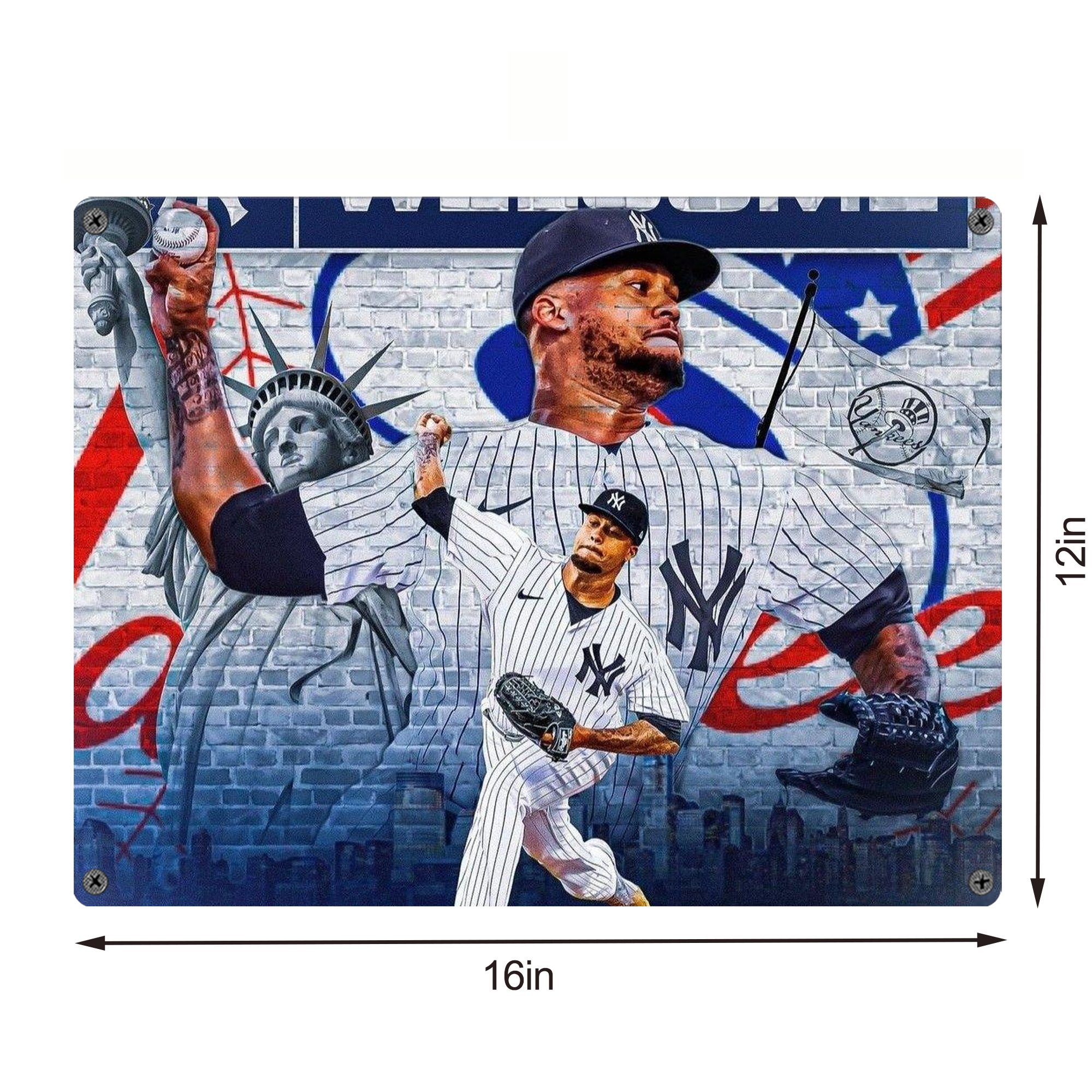 Giancarlo Stanton 43 Vintage Metal Tin Sign 16x12 – Full-Print Iron Wall Decor – Durable, Fade-Resistant – Easy To Hang – Ideal For Home, Bar, Kitchen & Office Decor