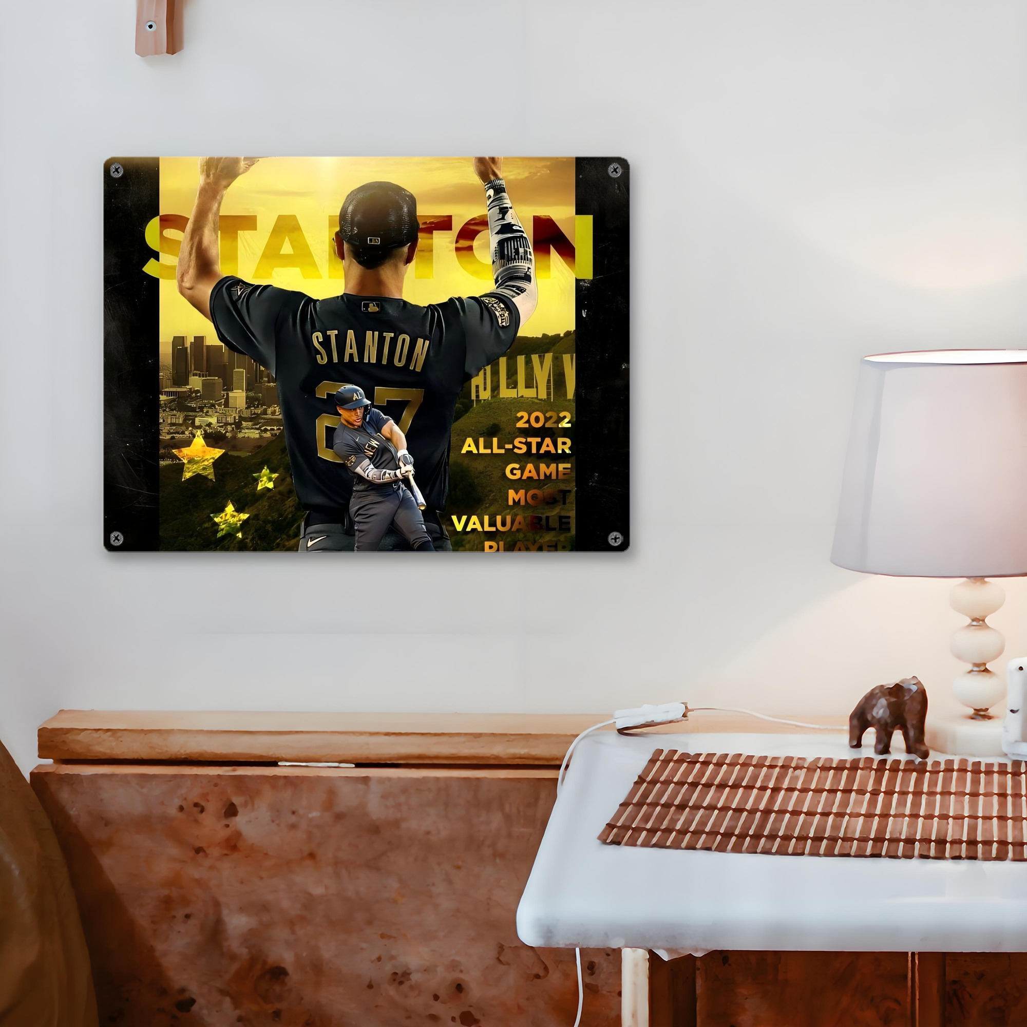 Giancarlo Stanton 44 Vintage Metal Tin Sign 16x12 – Full-Print Iron Wall Decor – Durable, Fade-Resistant – Easy To Hang – Ideal For Home, Bar, Kitchen & Office Decor