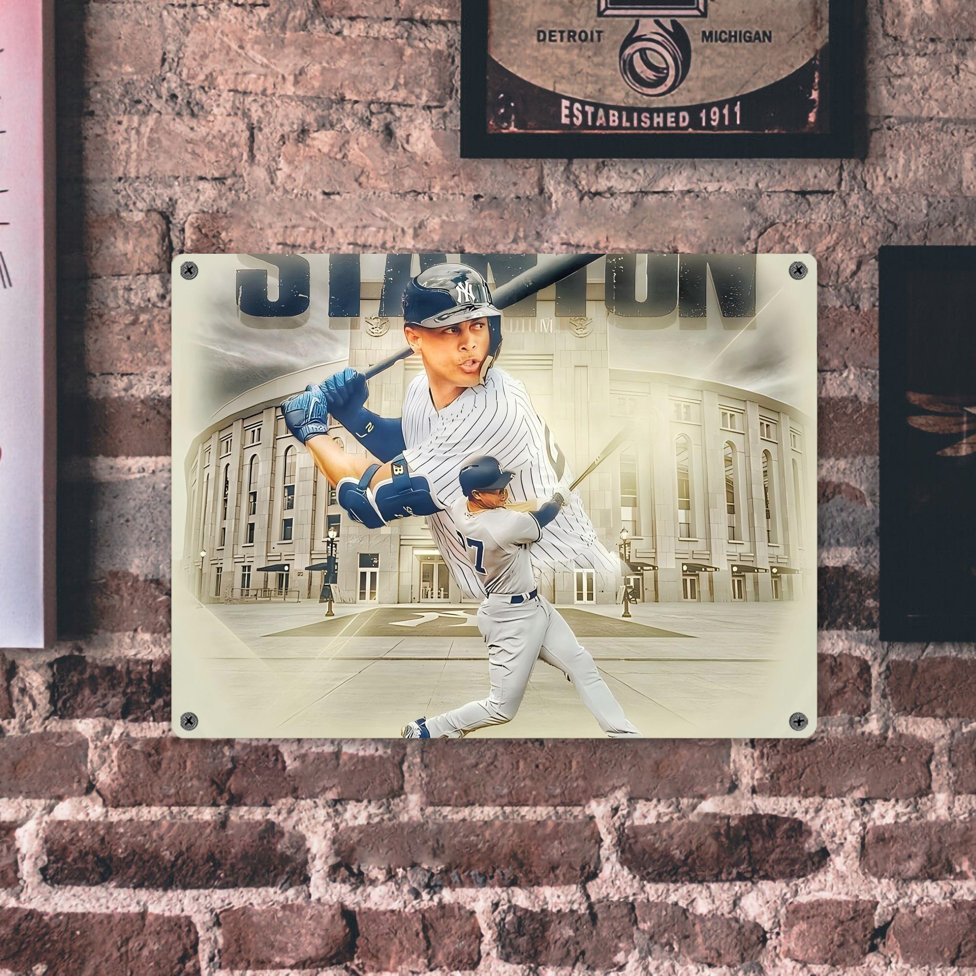 Giancarlo Stanton 45 Vintage Metal Tin Sign 16x12 – Full-Print Iron Wall Decor – Durable, Fade-Resistant – Easy To Hang – Ideal For Home, Bar, Kitchen & Office Decor