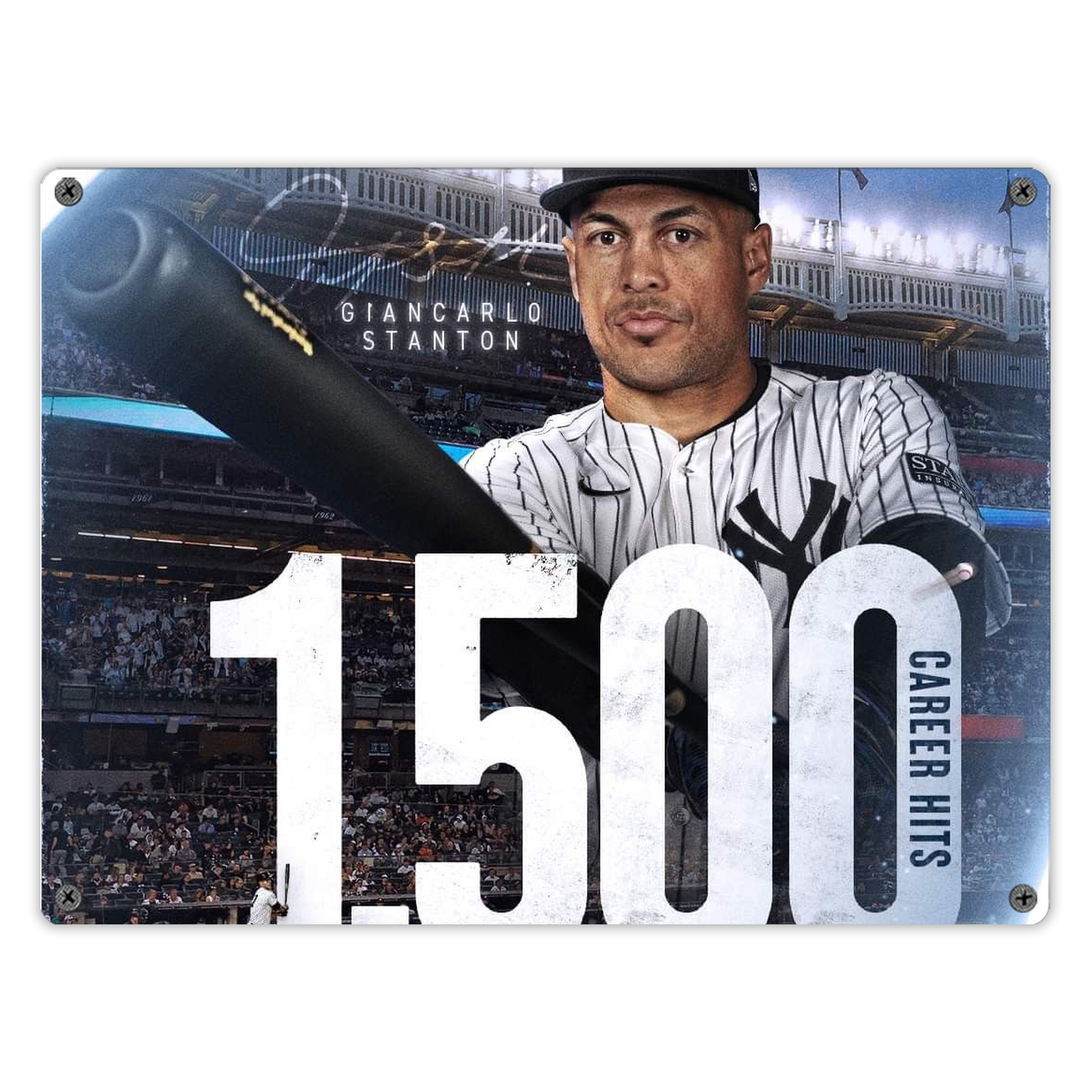 Giancarlo Stanton 39 Vintage Metal Tin Sign 16x12 – Full-Print Iron Wall Decor – Durable, Fade-Resistant – Easy To Hang – Ideal For Home, Bar, Kitchen & Office Decor