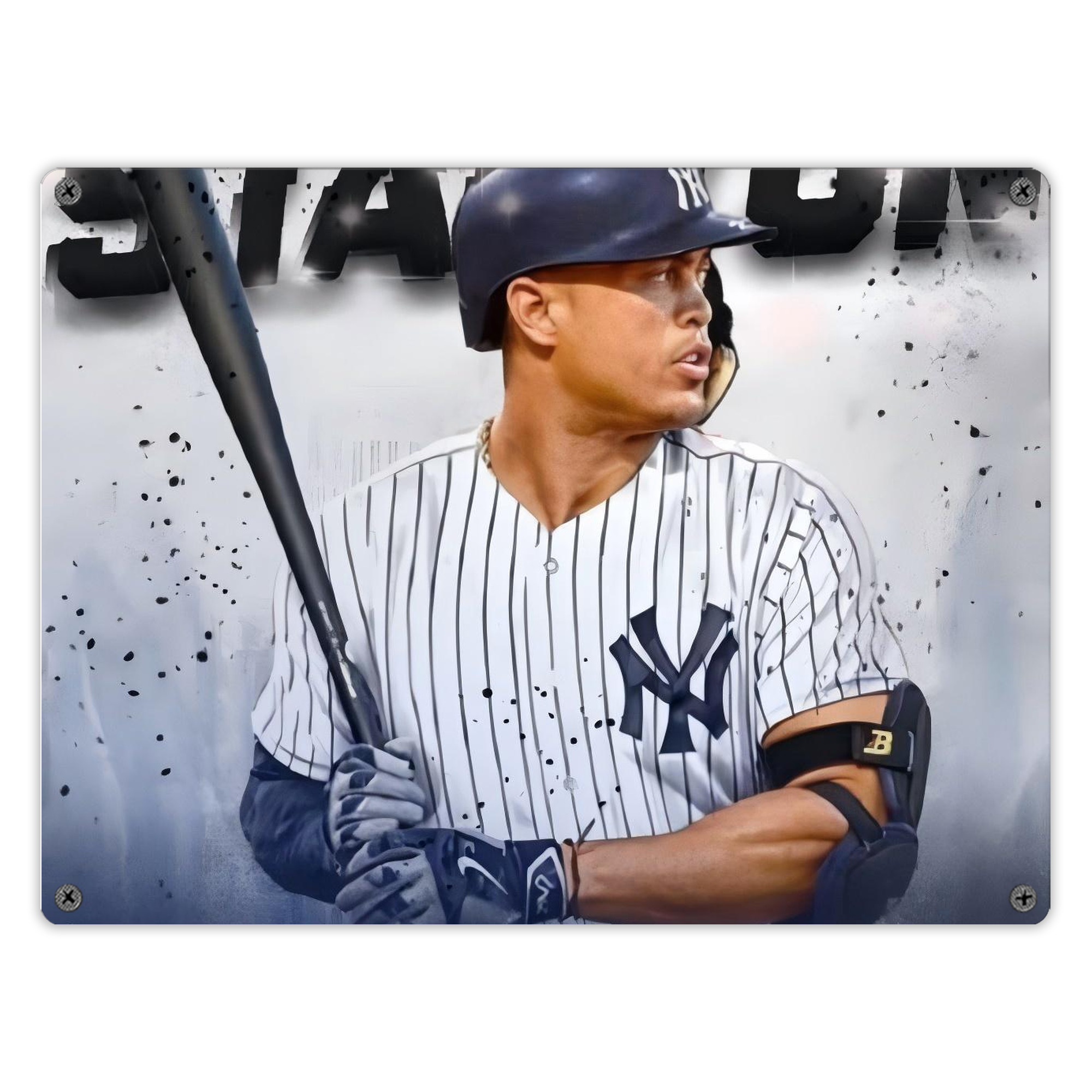 Giancarlo Stanton 40 Vintage Metal Tin Sign 16x12 – Full-Print Iron Wall Decor – Durable, Fade-Resistant – Easy To Hang – Ideal For Home, Bar, Kitchen & Office Decor