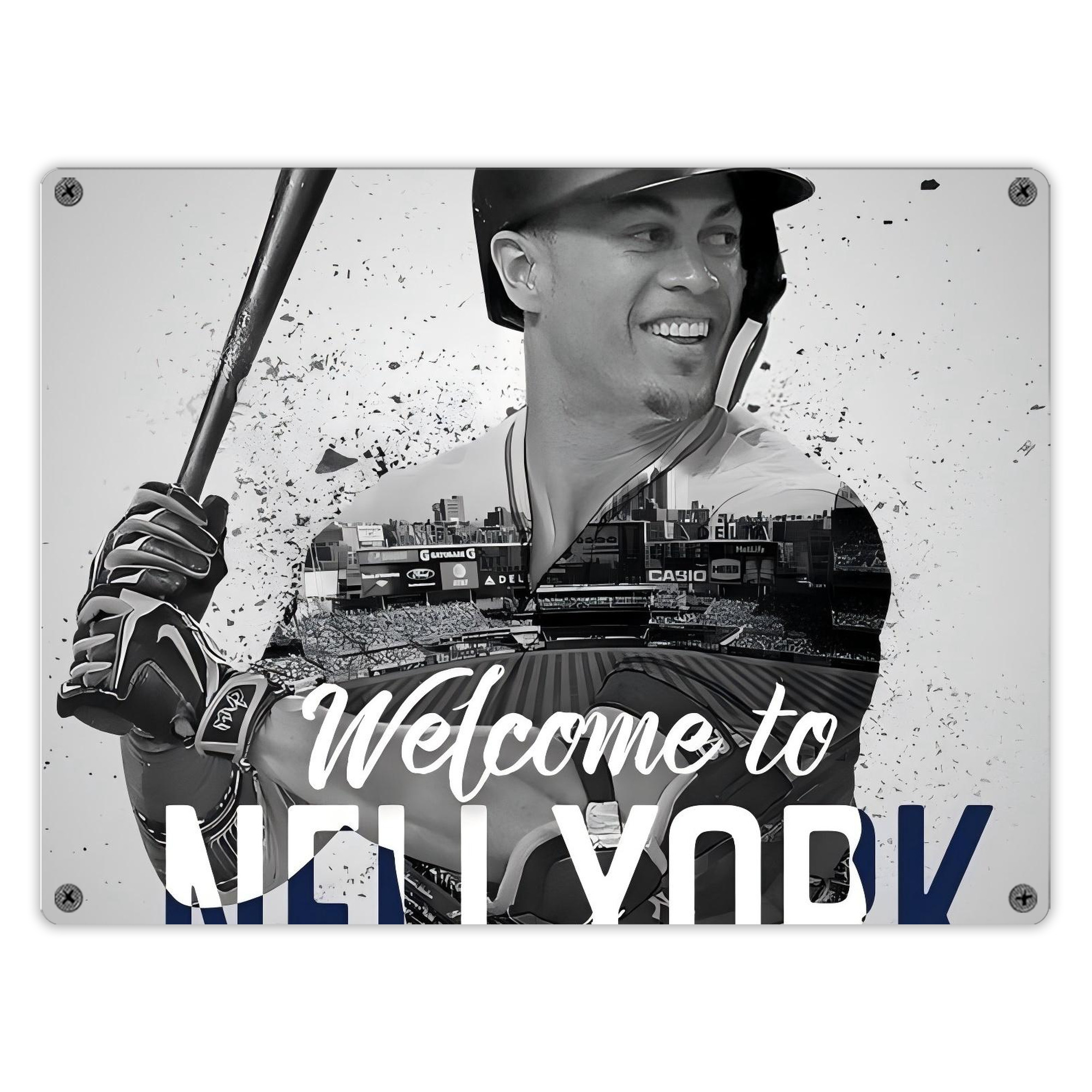 Giancarlo Stanton 42 Vintage Metal Tin Sign 16x12 – Full-Print Iron Wall Decor – Durable, Fade-Resistant – Easy To Hang – Ideal For Home, Bar, Kitchen & Office Decor