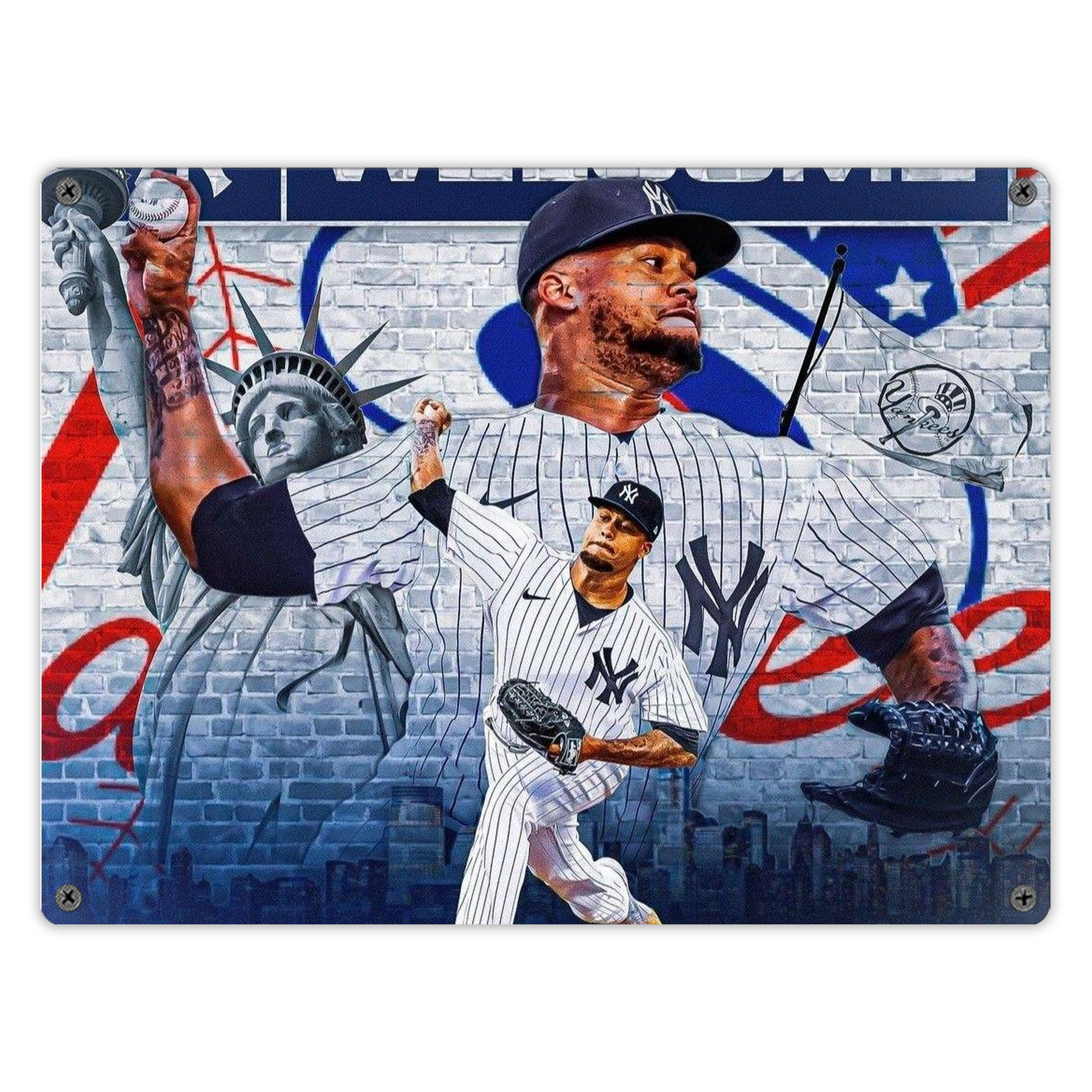 Giancarlo Stanton 43 Vintage Metal Tin Sign 16x12 – Full-Print Iron Wall Decor – Durable, Fade-Resistant – Easy To Hang – Ideal For Home, Bar, Kitchen & Office Decor