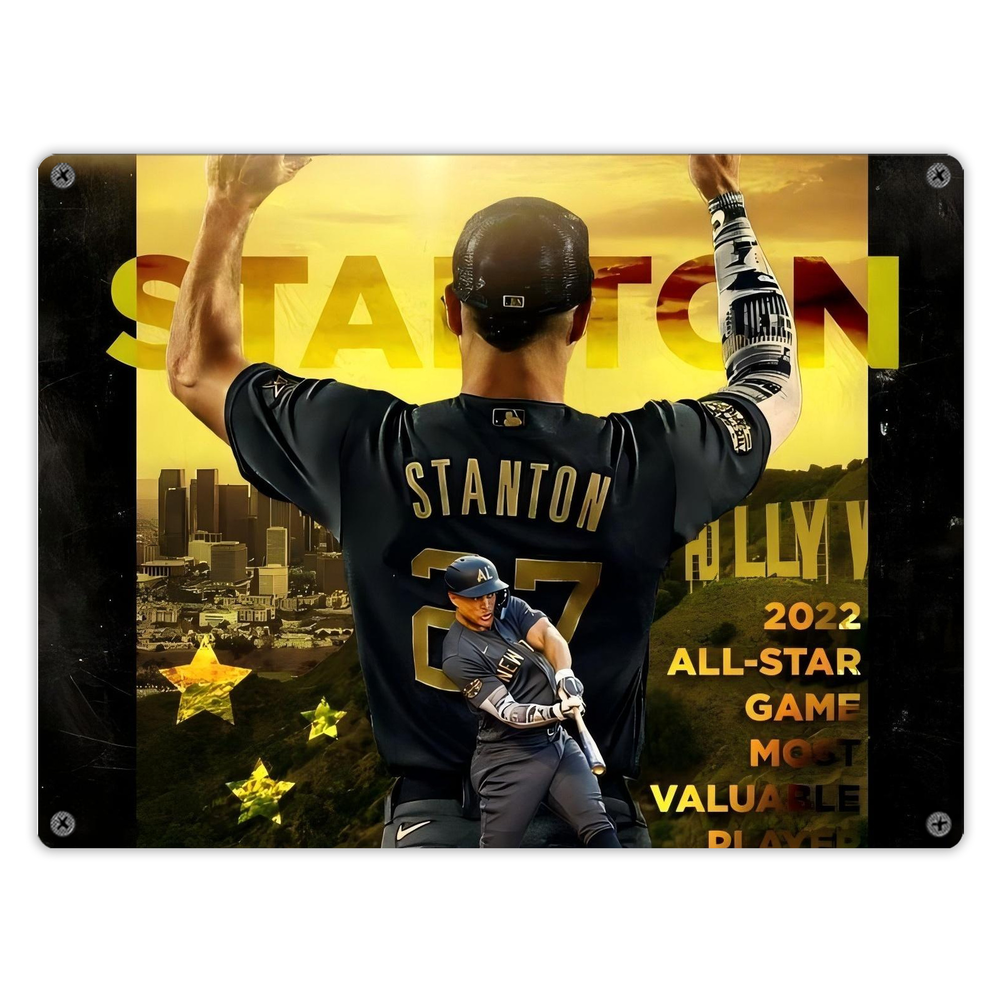 Giancarlo Stanton 44 Vintage Metal Tin Sign 16x12 – Full-Print Iron Wall Decor – Durable, Fade-Resistant – Easy To Hang – Ideal For Home, Bar, Kitchen & Office Decor