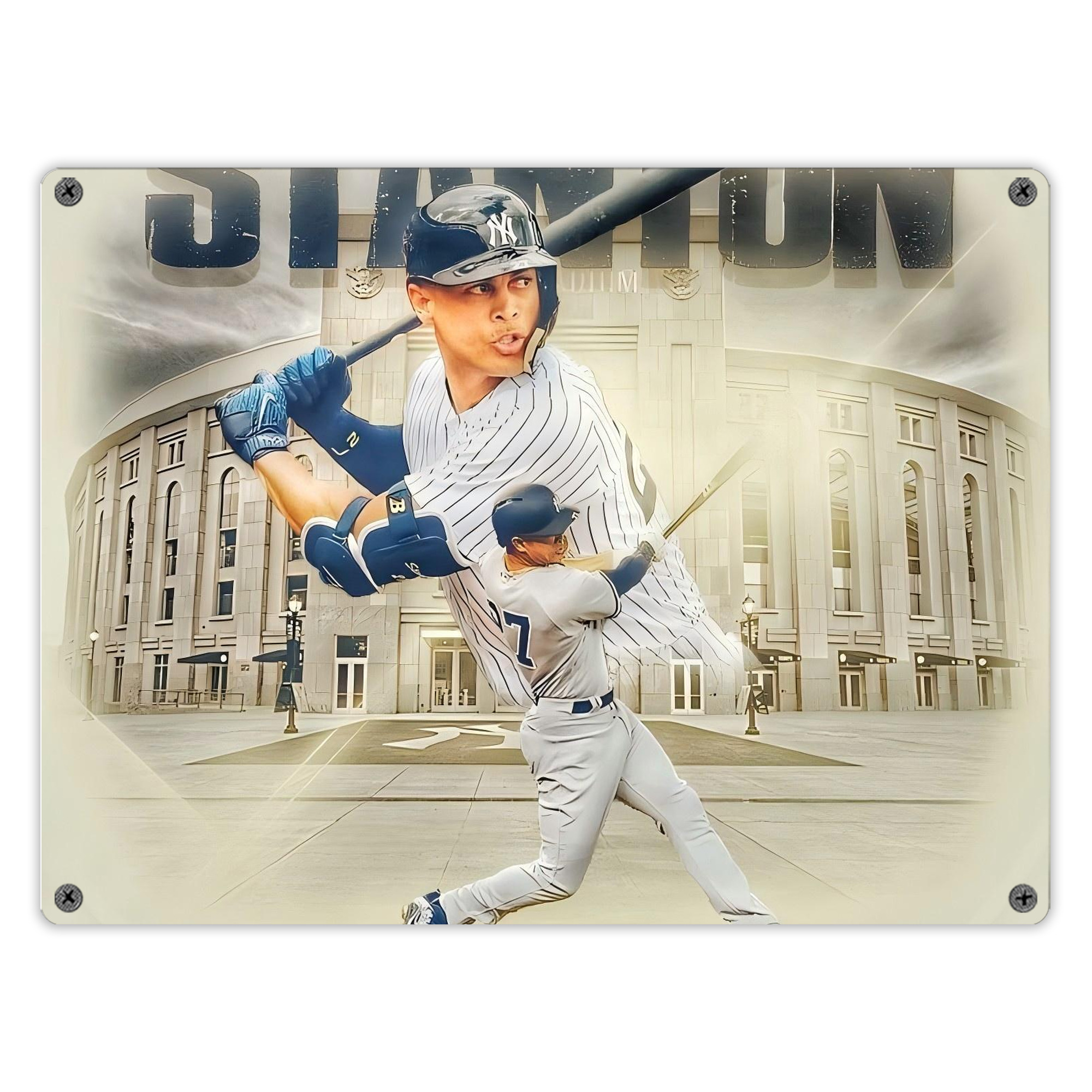 Giancarlo Stanton 45 Vintage Metal Tin Sign 16x12 – Full-Print Iron Wall Decor – Durable, Fade-Resistant – Easy To Hang – Ideal For Home, Bar, Kitchen & Office Decor