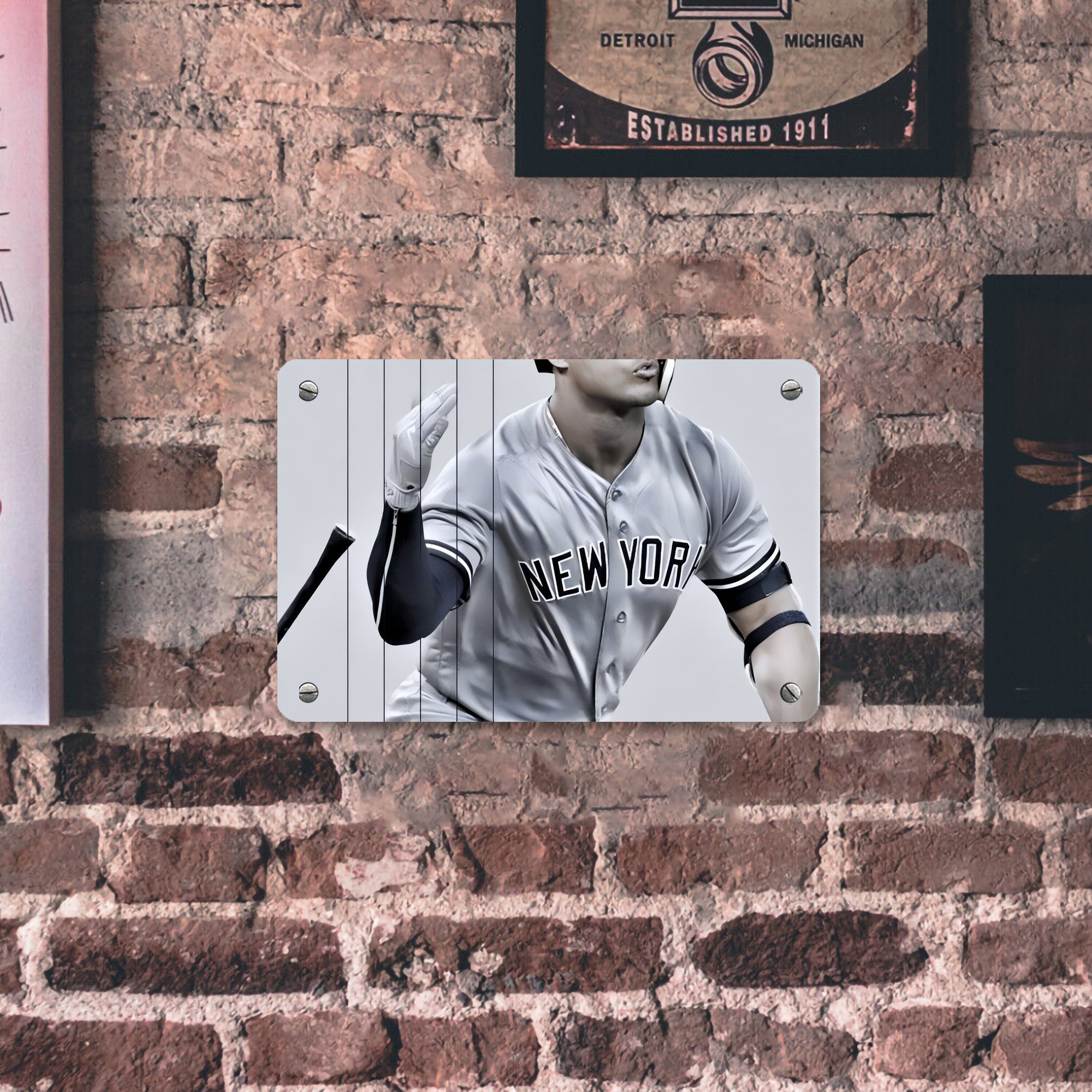 Giancarlo Stanton 37 Metal Tin Sign 12x8inch - Premium Full-Print Decorative Wall Art, Durable Rust-Resistant Metal Plaque For Living Room, Bedroom, Kitchen, Office, Bar Décor