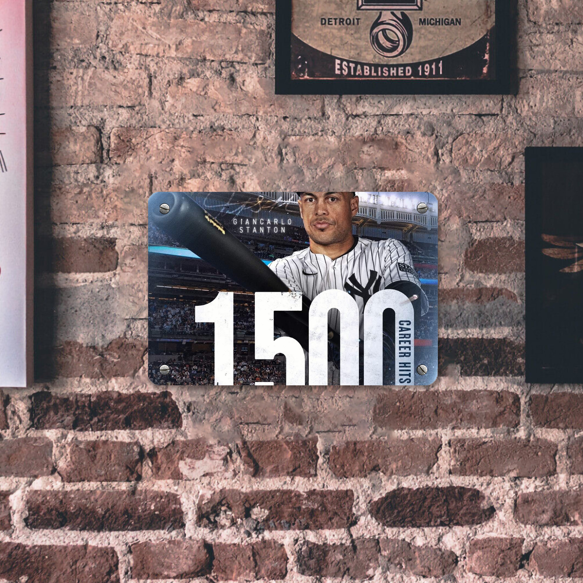 Giancarlo Stanton 39 Metal Tin Sign 12x8inch - Premium Full-Print Decorative Wall Art, Durable Rust-Resistant Metal Plaque For Living Room, Bedroom, Kitchen, Office, Bar Décor